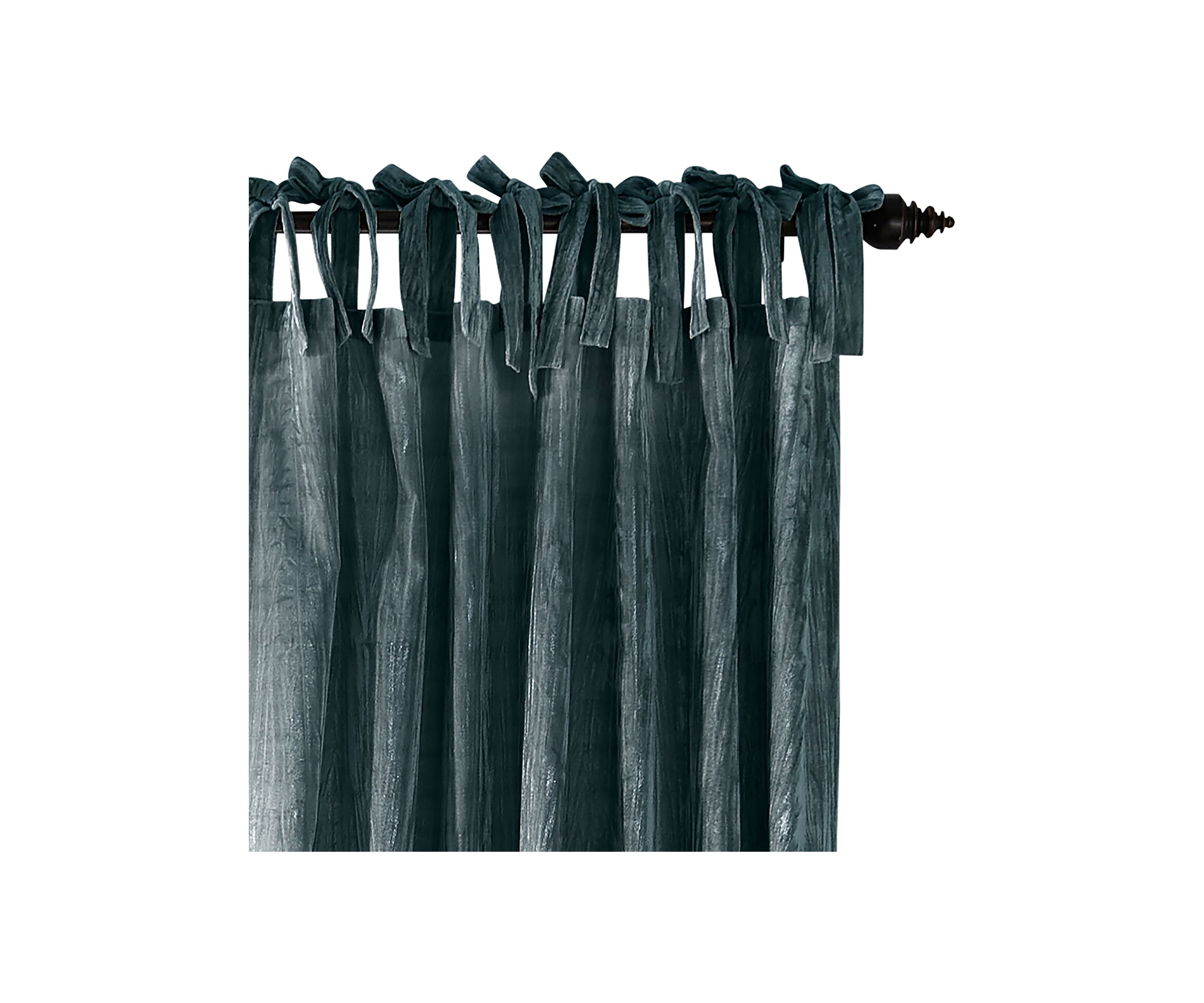 Korena Rustic Vogue Tie Top Crushed Velvet Window Curtain Panel