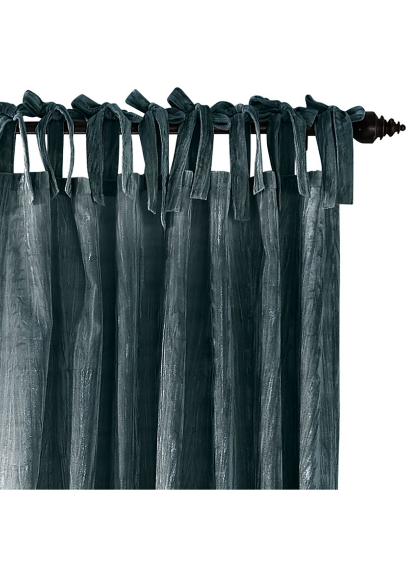 Korena Rustic Vogue Tie Top Crushed Velvet Window Curtain Panel