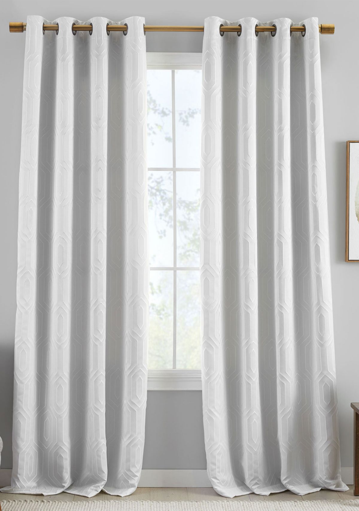 Huxley Geometric Blackout Embroidered Textured Window Curtain Panel