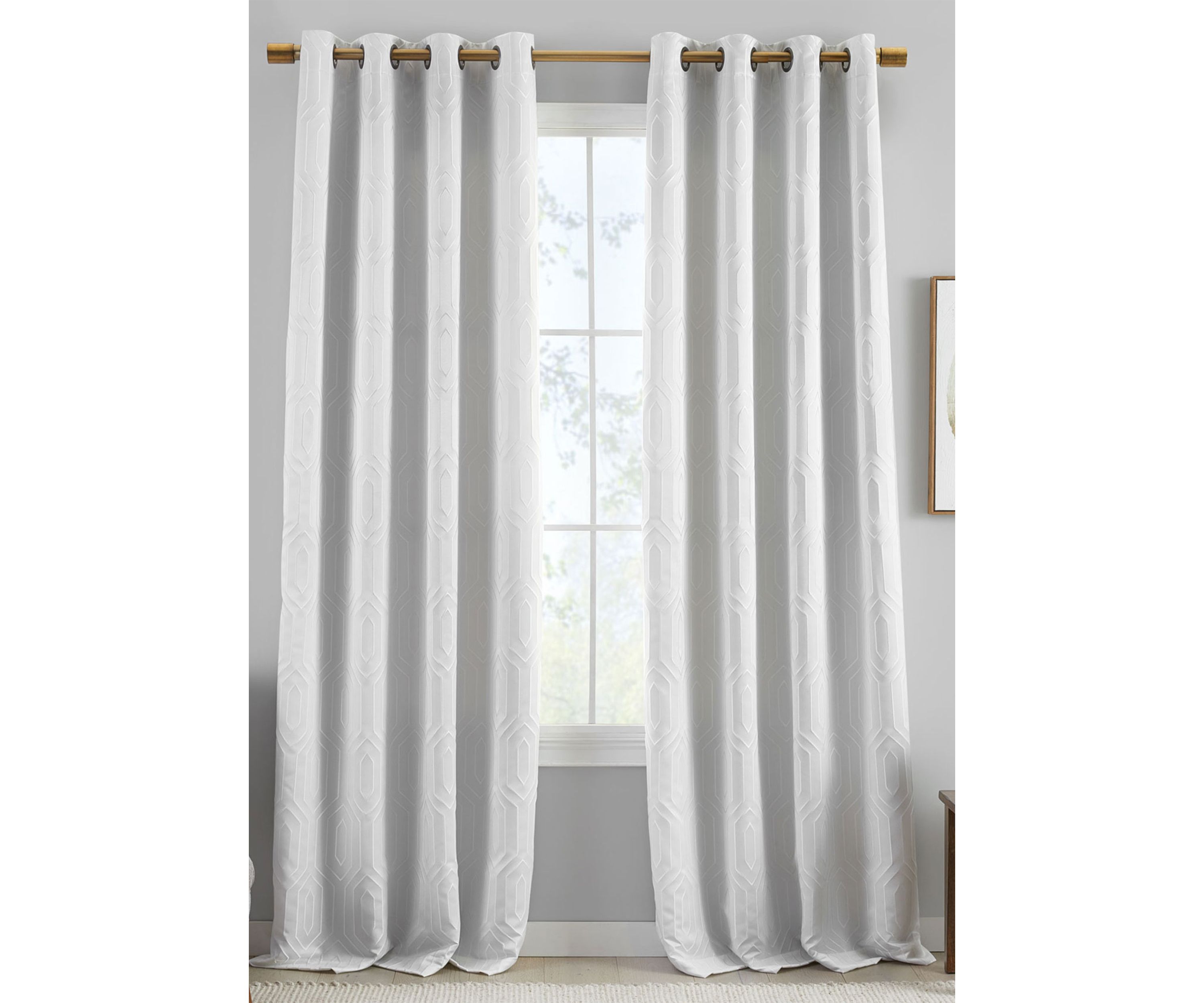 Huxley Geometric Blackout Embroidered Textured Window Curtain Panel