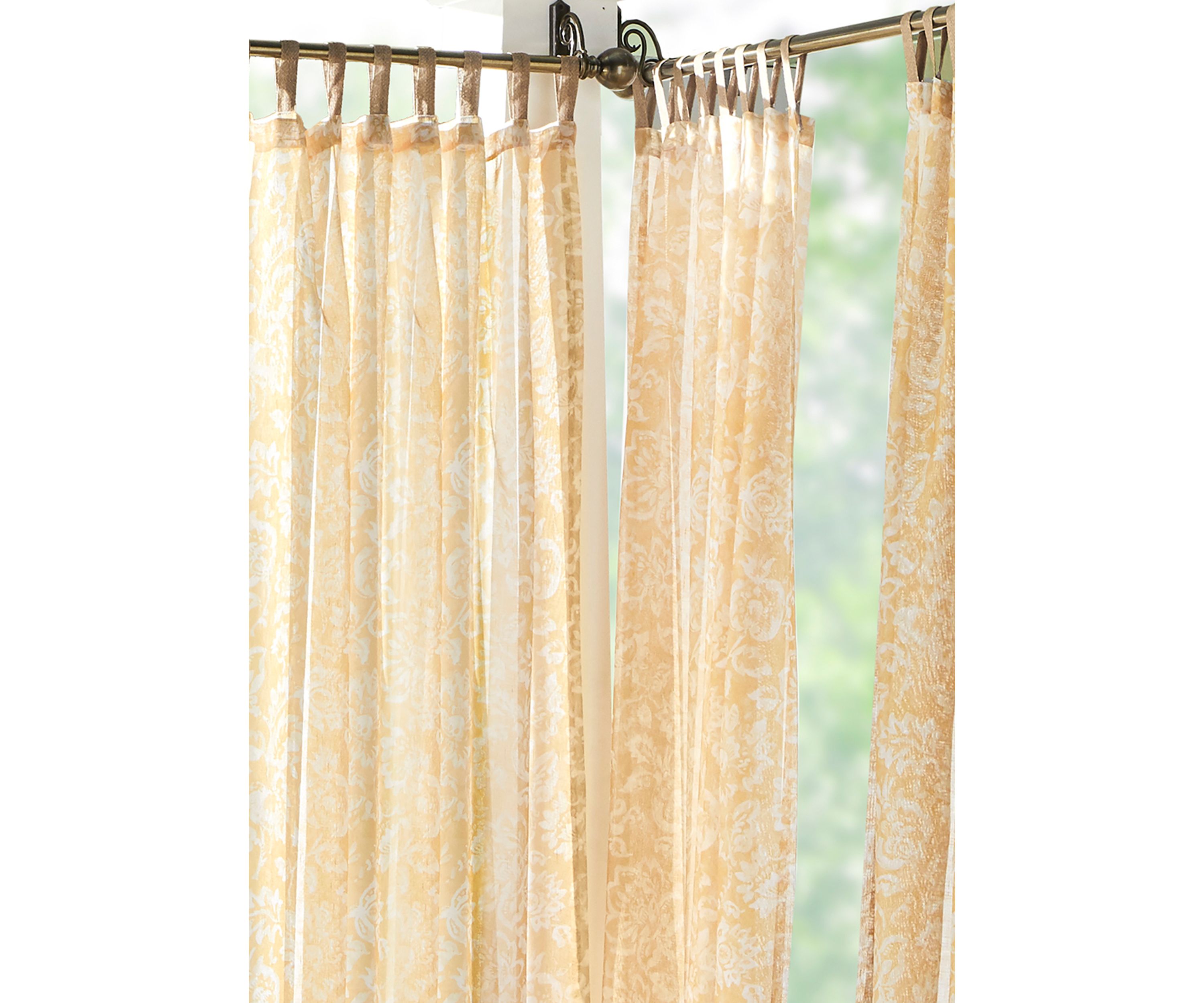 Verena Floral Indoor/Outdoor Sheer Tab Top Window Curtain Patio, Porch, Cabana
