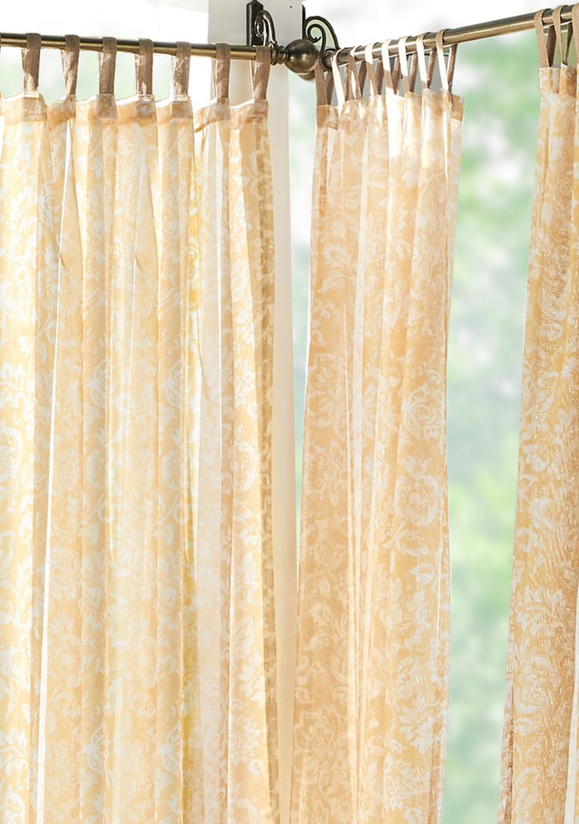 Verena Floral Indoor/Outdoor Sheer Tab Top Window Curtain Patio, Porch, Cabana