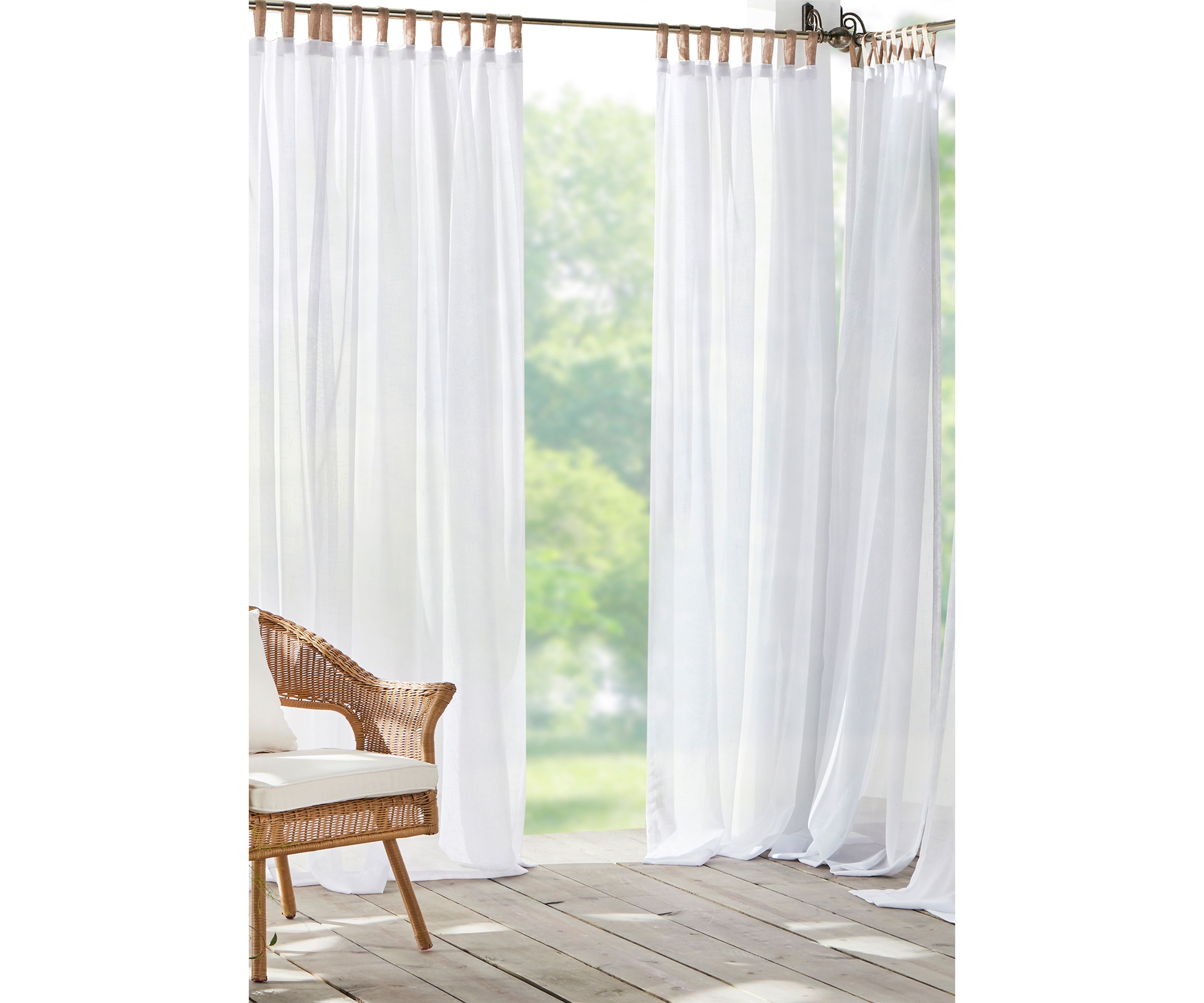 Darien Solid Indoor/Outdoor Sheer Adhesive Loop Tab Top Window Curtain Panel