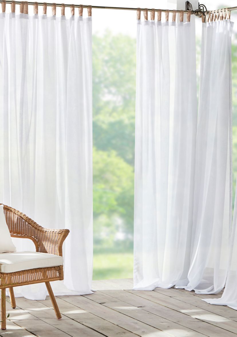 Darien Solid Indoor/Outdoor Sheer Adhesive Loop Tab Top Window Curtain Panel