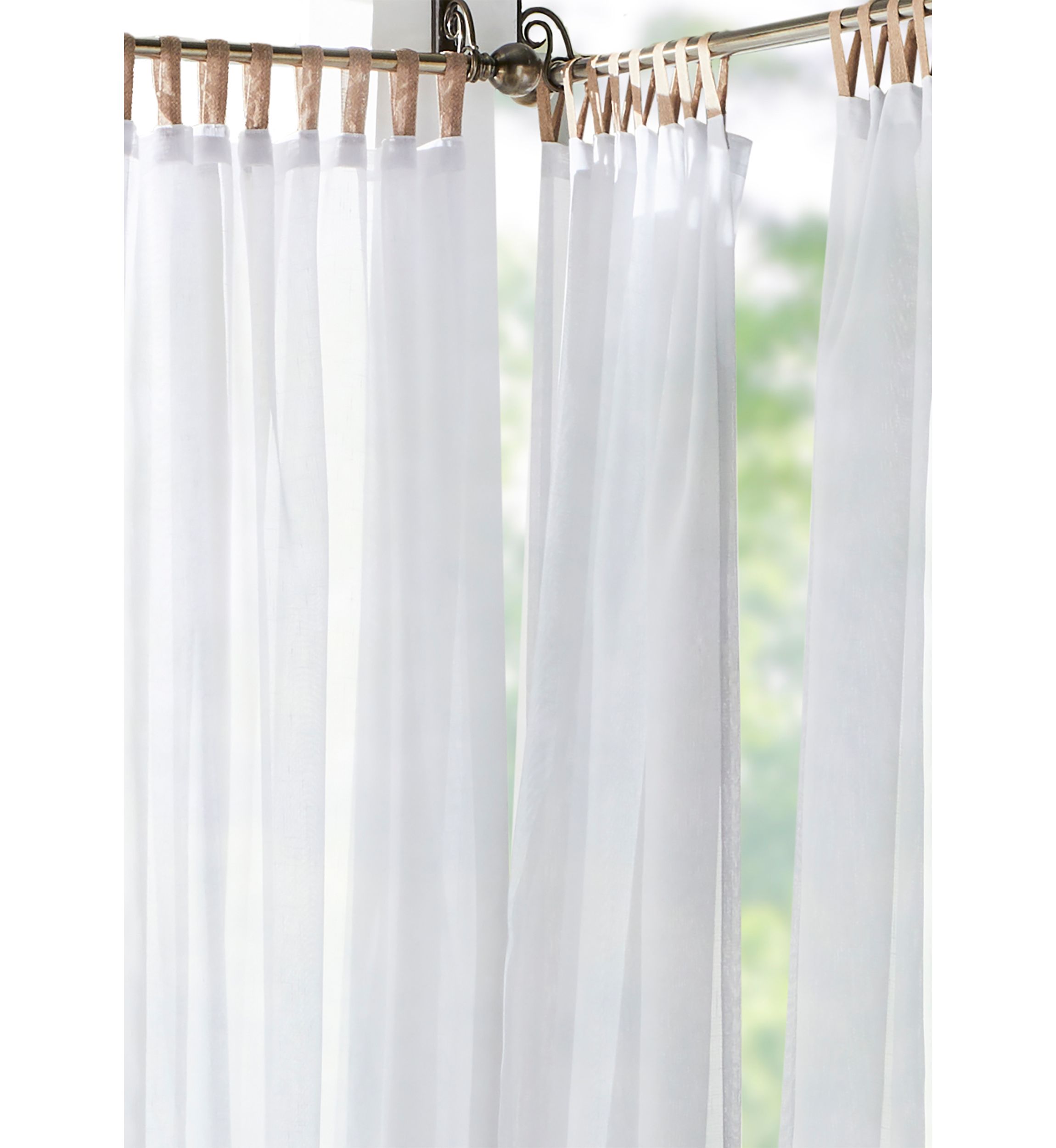 Darien Solid Indoor/Outdoor Sheer Adhesive Loop Tab Top Window Curtain Panel