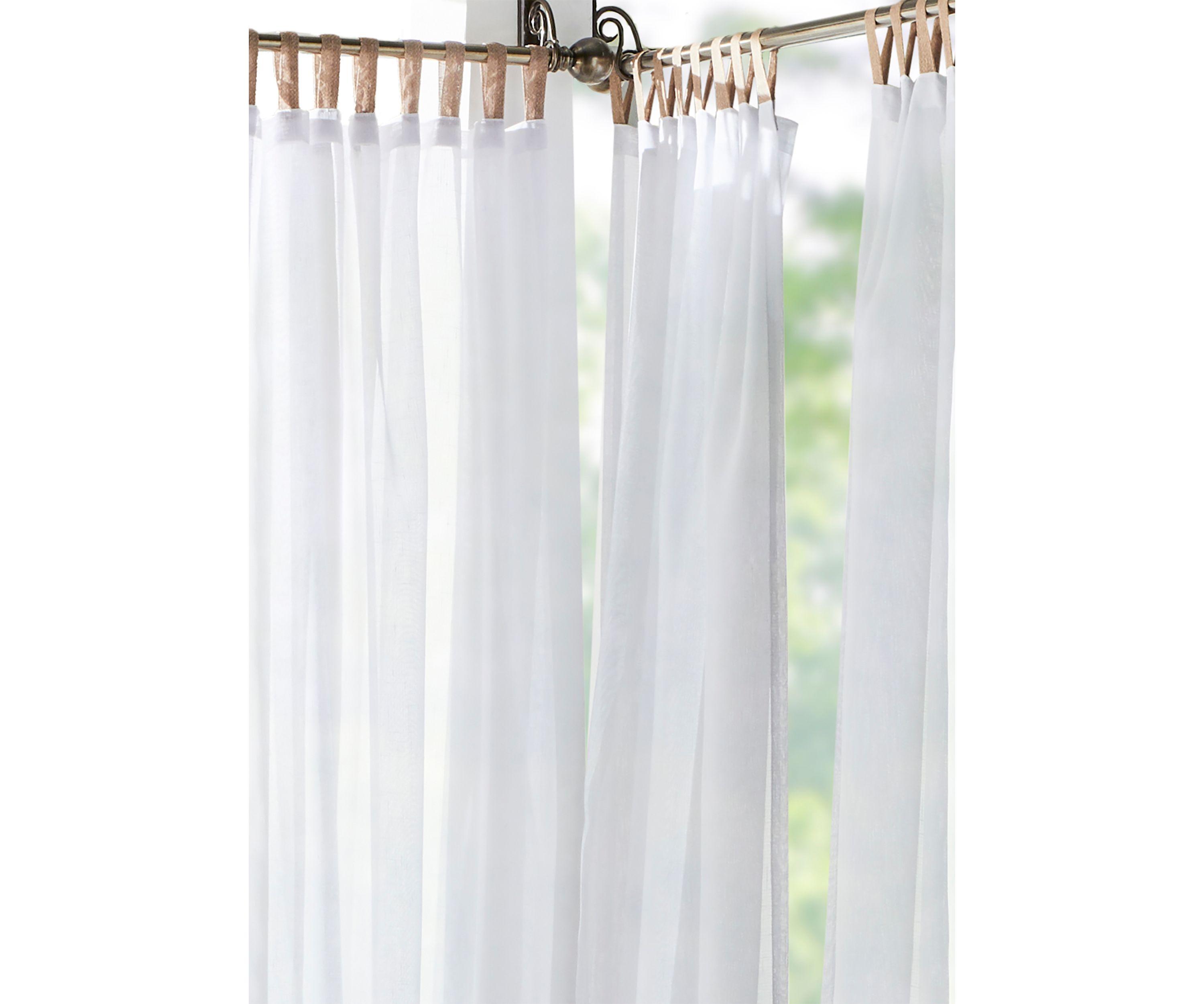Darien Solid Indoor/Outdoor Sheer Adhesive Loop Tab Top Window Curtain Panel