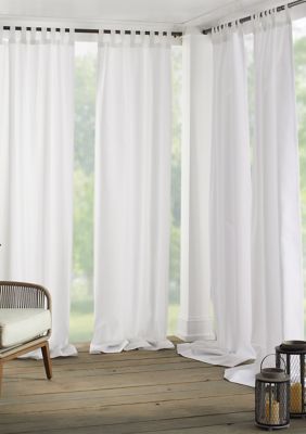 Elrene Matine Solid Tab Top Indoor/Outdoor Window Curtain for Patio, Porch, Cabana, White, 52-in. W x 84-in. L