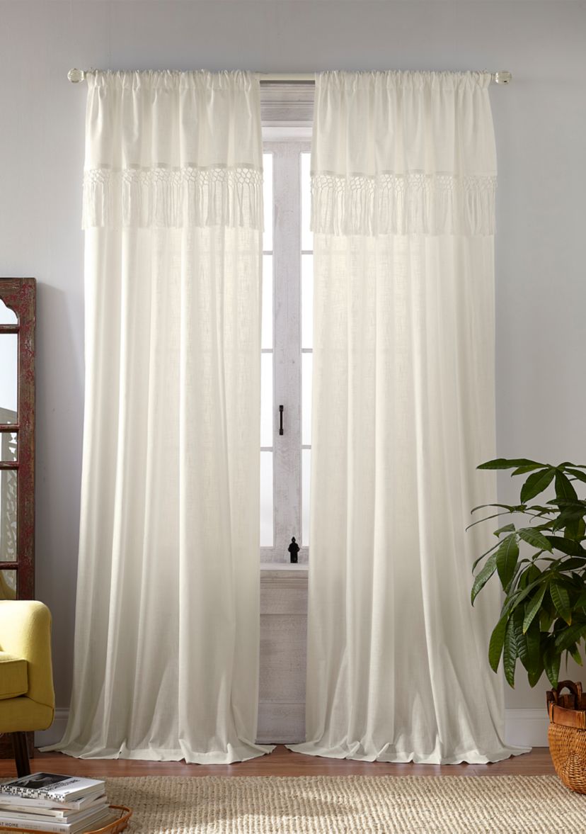 Calypso Macramé Tassel Cottage Core Semi Sheer Window Curtain Panel