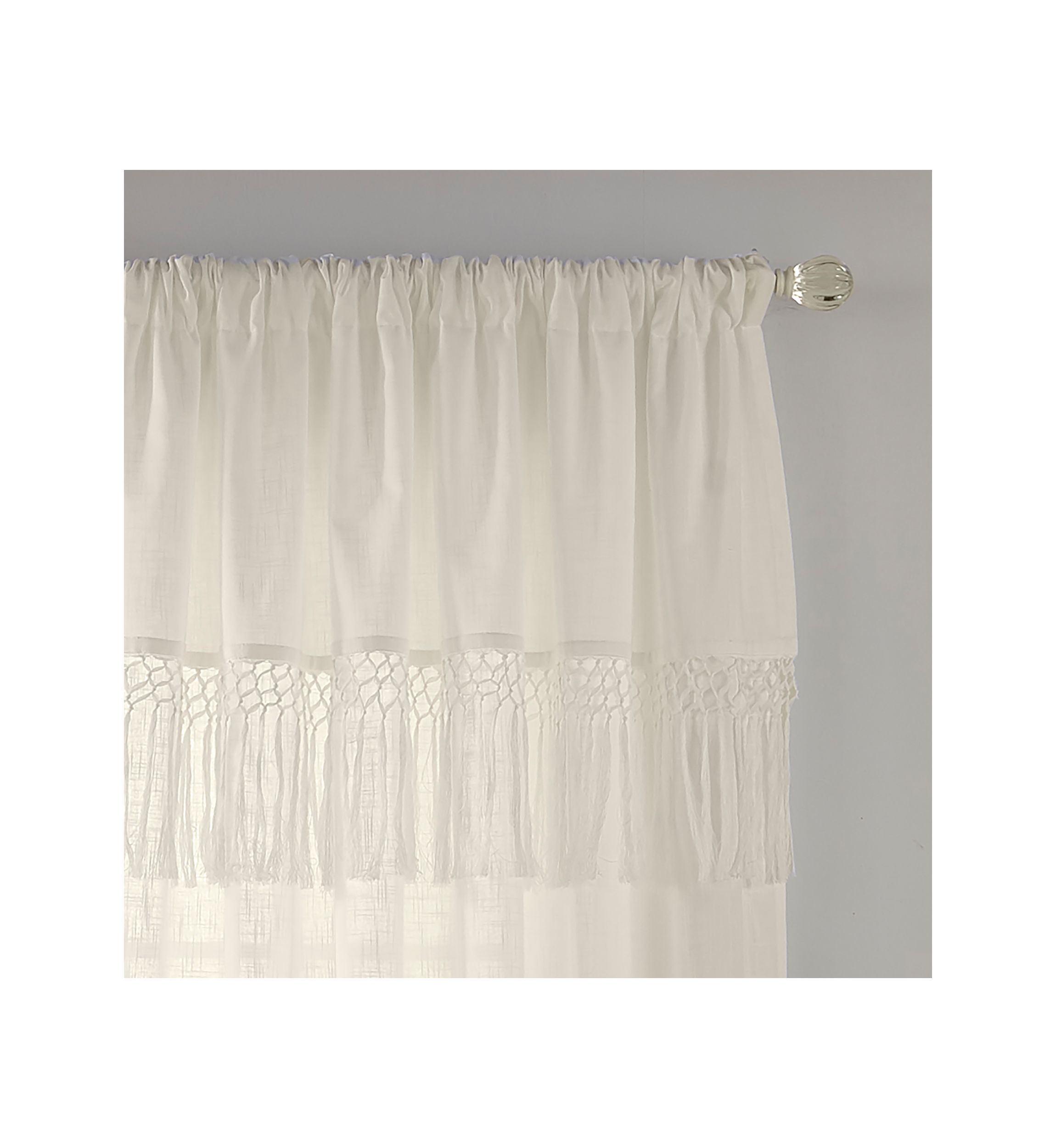 Calypso Macramé Tassel Cottage Core Semi Sheer Window Curtain Panel