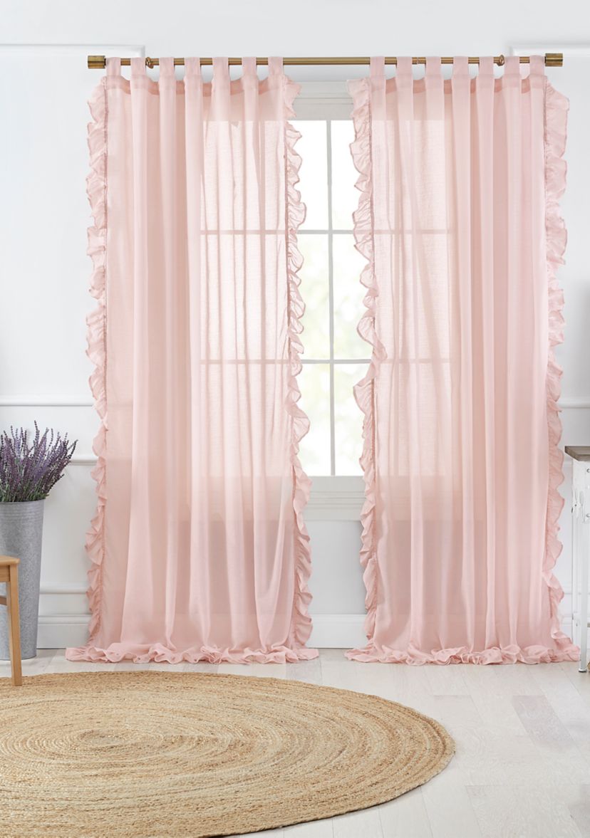 Bella Tab Top Ruffle Cottage Core Sheer Window Curtain Panel