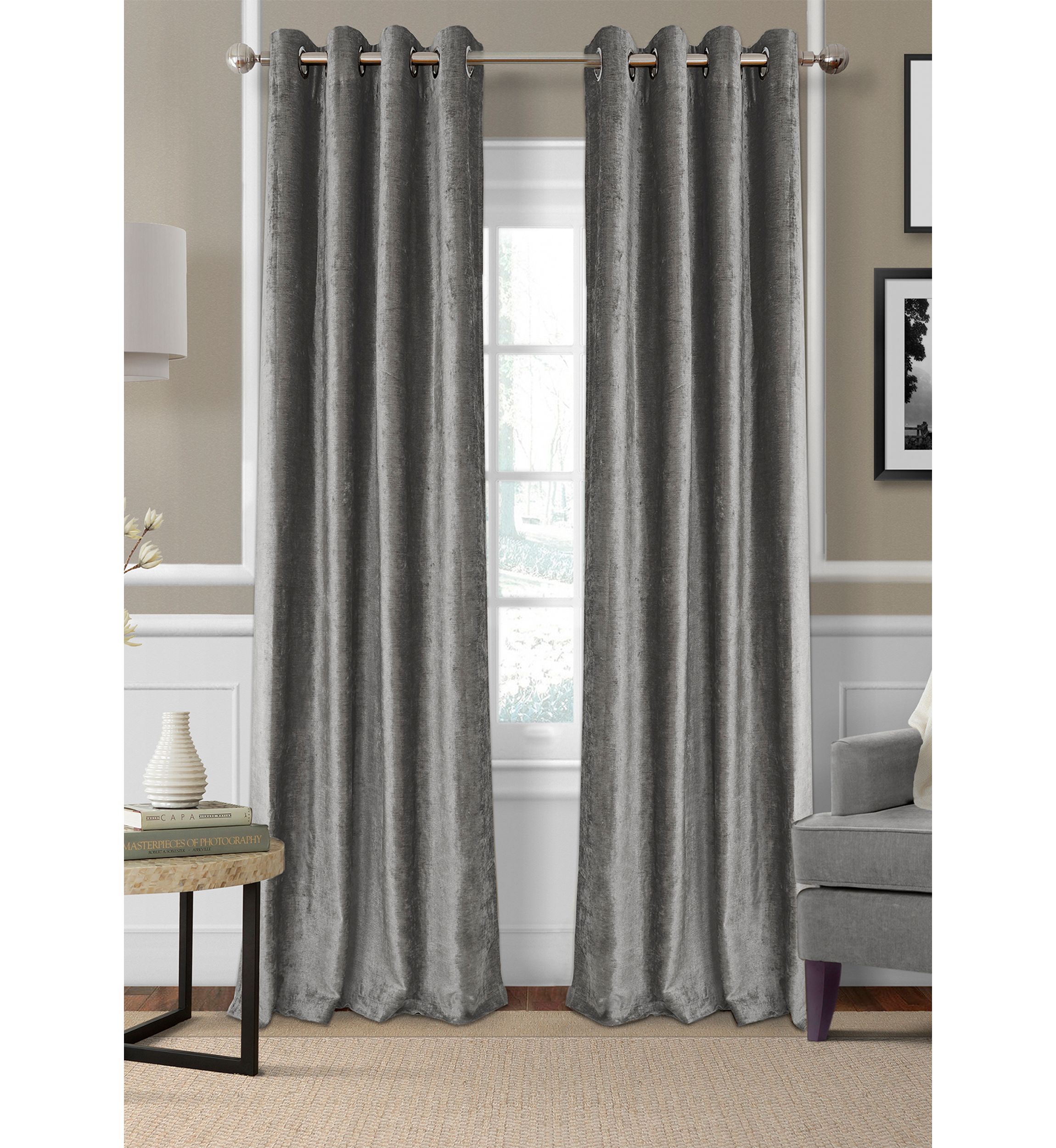 Victoria Velvet Room Darkening Window Curtain Panel