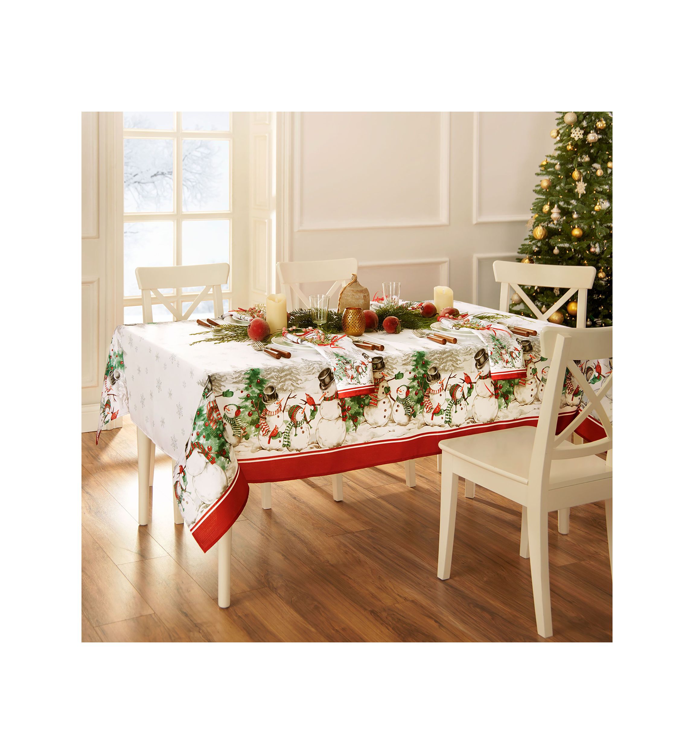 Snowman Winterland Holiday Snowflake Rectangle Tablecloth