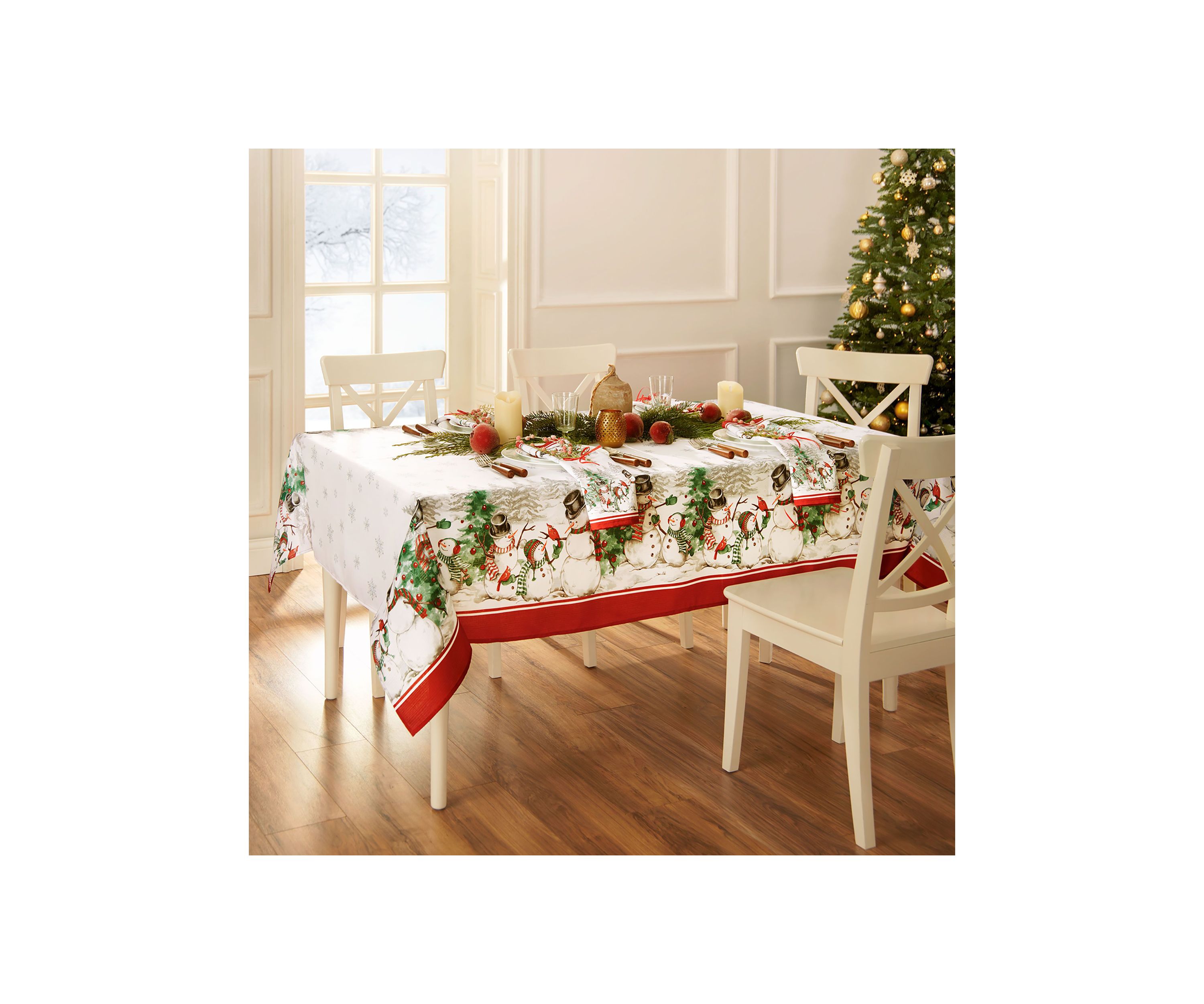 Snowman Winterland Holiday Snowflake Rectangle Tablecloth