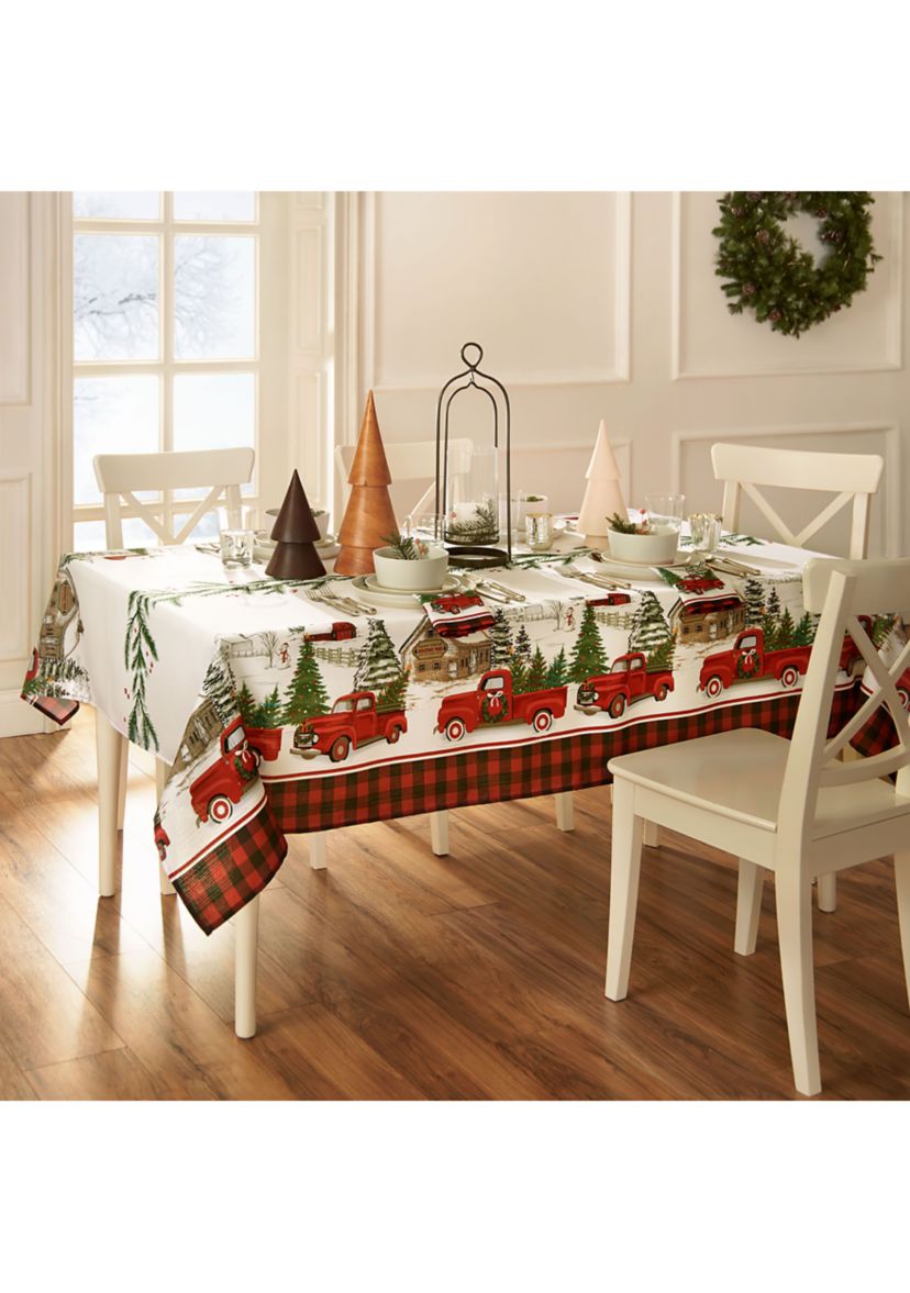 Vintage Christmas Tree Farm Holiday Rectangle Tablecloth
