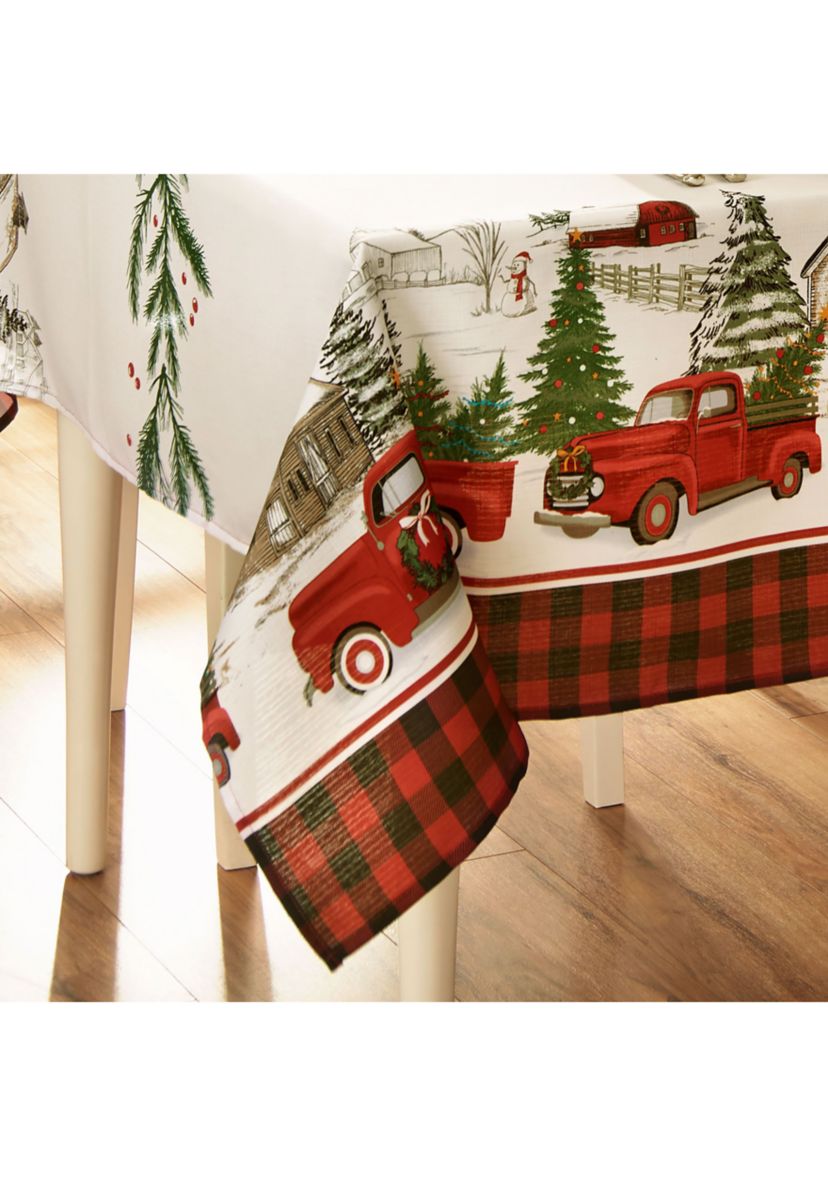 Vintage Christmas Tree Farm Holiday Rectangle Tablecloth