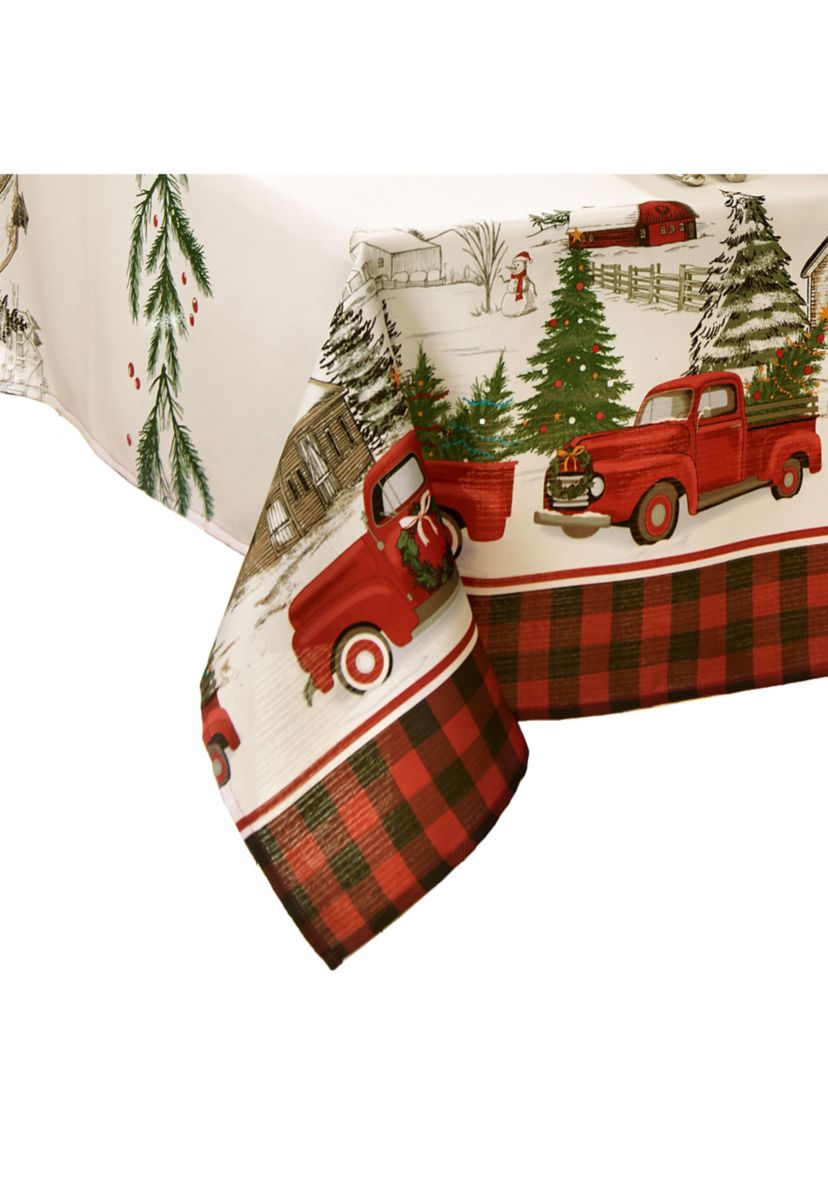 Vintage Christmas Tree Farm Holiday Rectangle Tablecloth