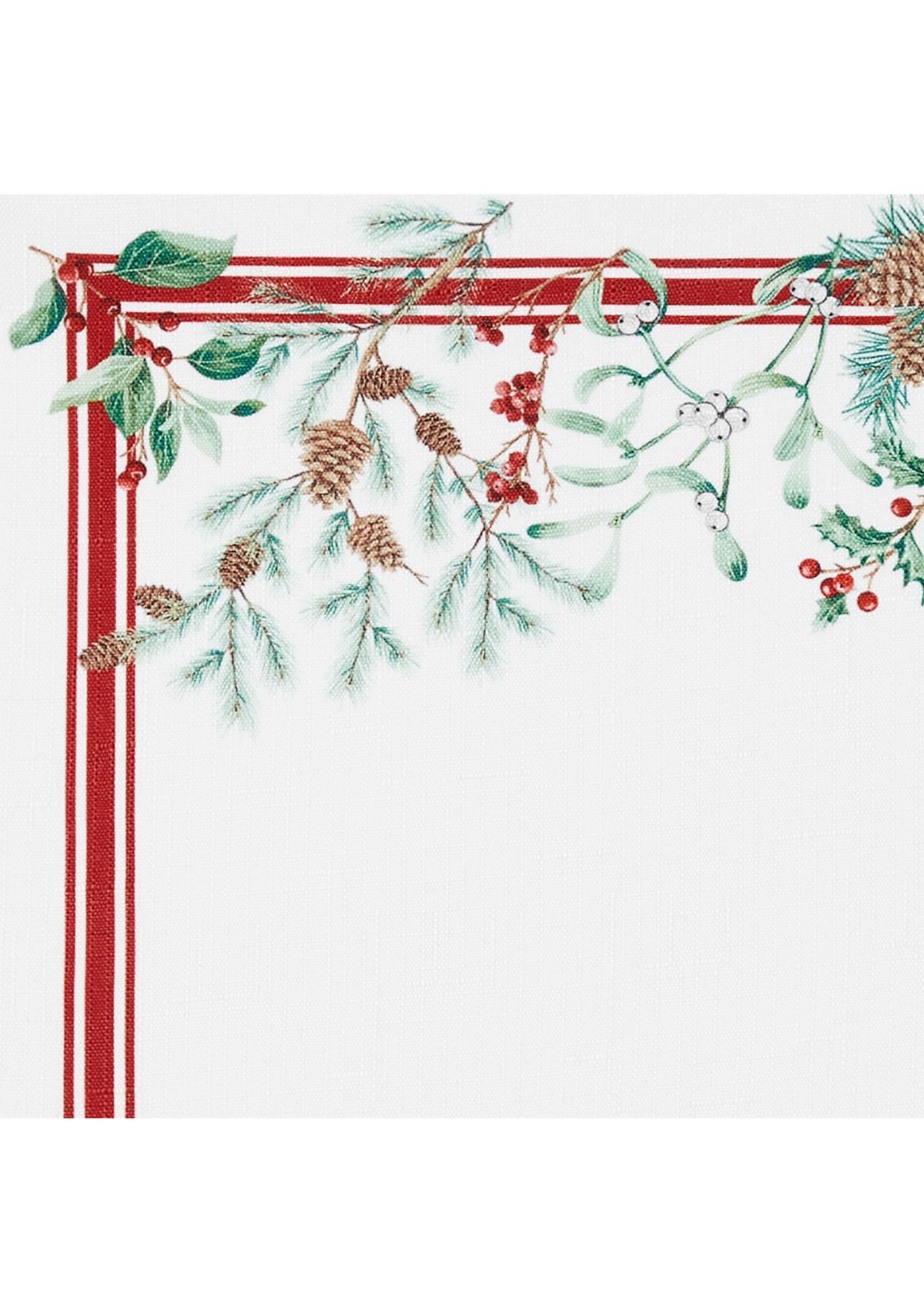 Winter Holiday Berry Fabric Rectangle Tablecloth