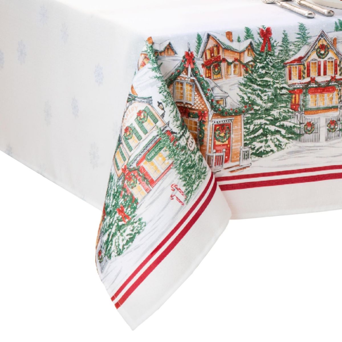 Storybook Christmas Village Holiday Rectangular Tablecloth