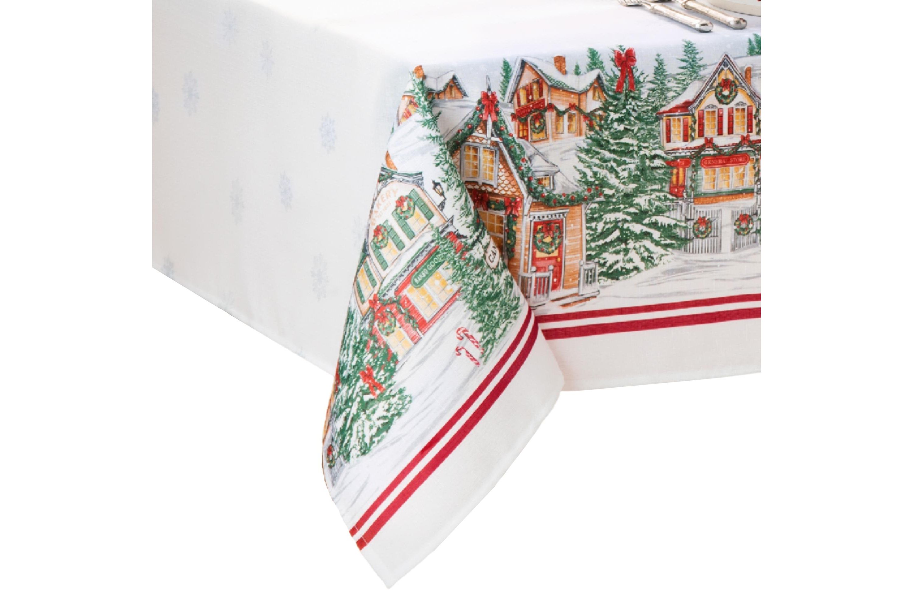 Storybook Christmas Village Holiday Rectangular Tablecloth