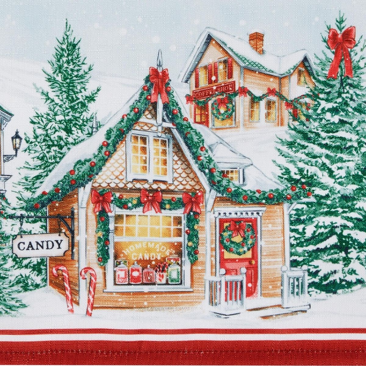 Storybook Christmas Village Holiday Rectangular Tablecloth