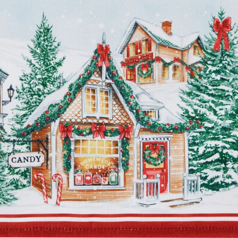 Storybook Christmas Village Holiday Rectangular Tablecloth