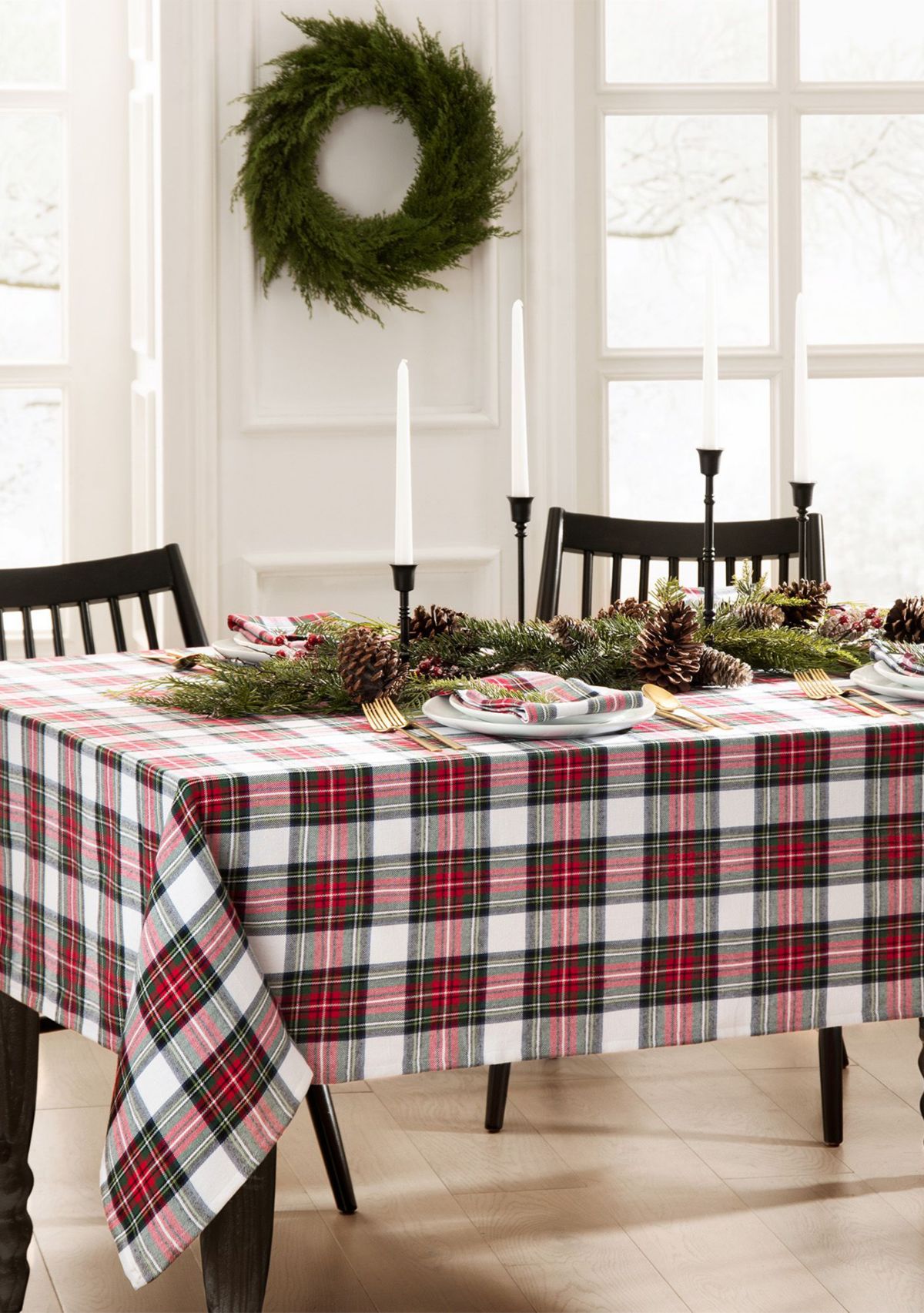 Christmas Classic Holiday Plaid Rectangular Cotton Tablecloth