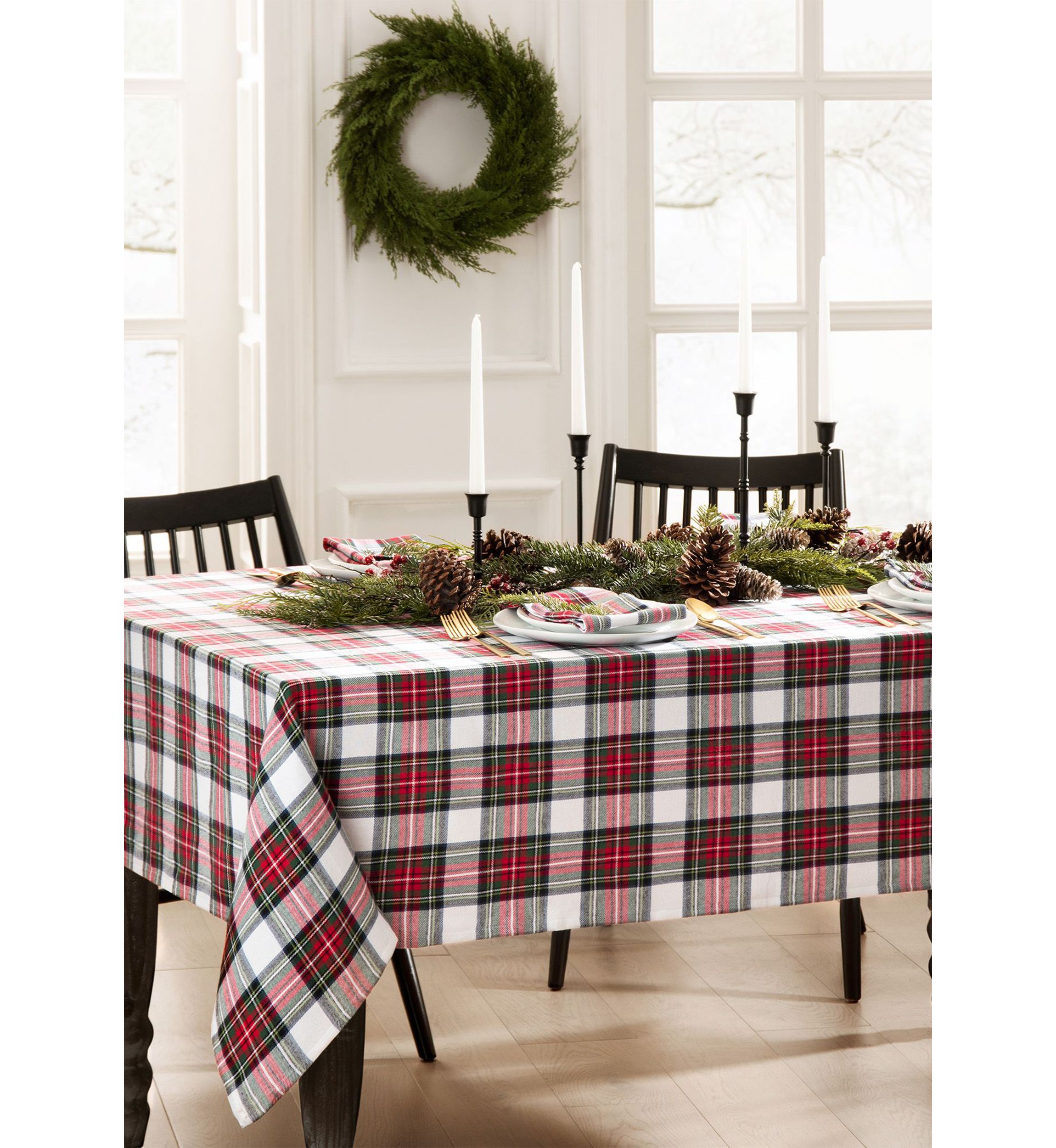 Christmas Classic Holiday Plaid Rectangular Cotton Tablecloth