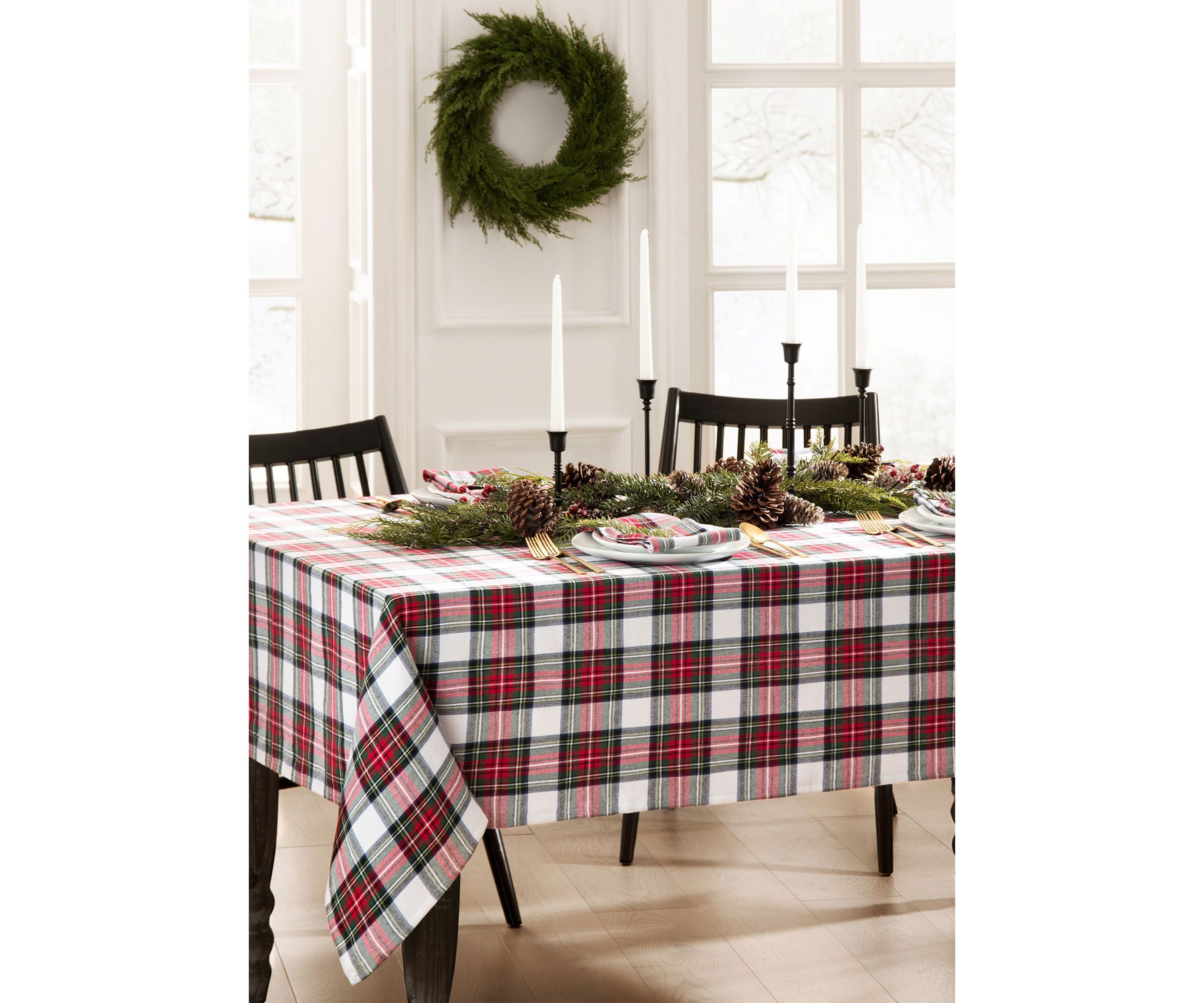 Christmas Classic Holiday Plaid Rectangular Cotton Tablecloth