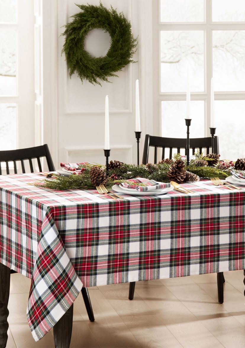 Christmas Classic Holiday Plaid Rectangular Cotton Tablecloth