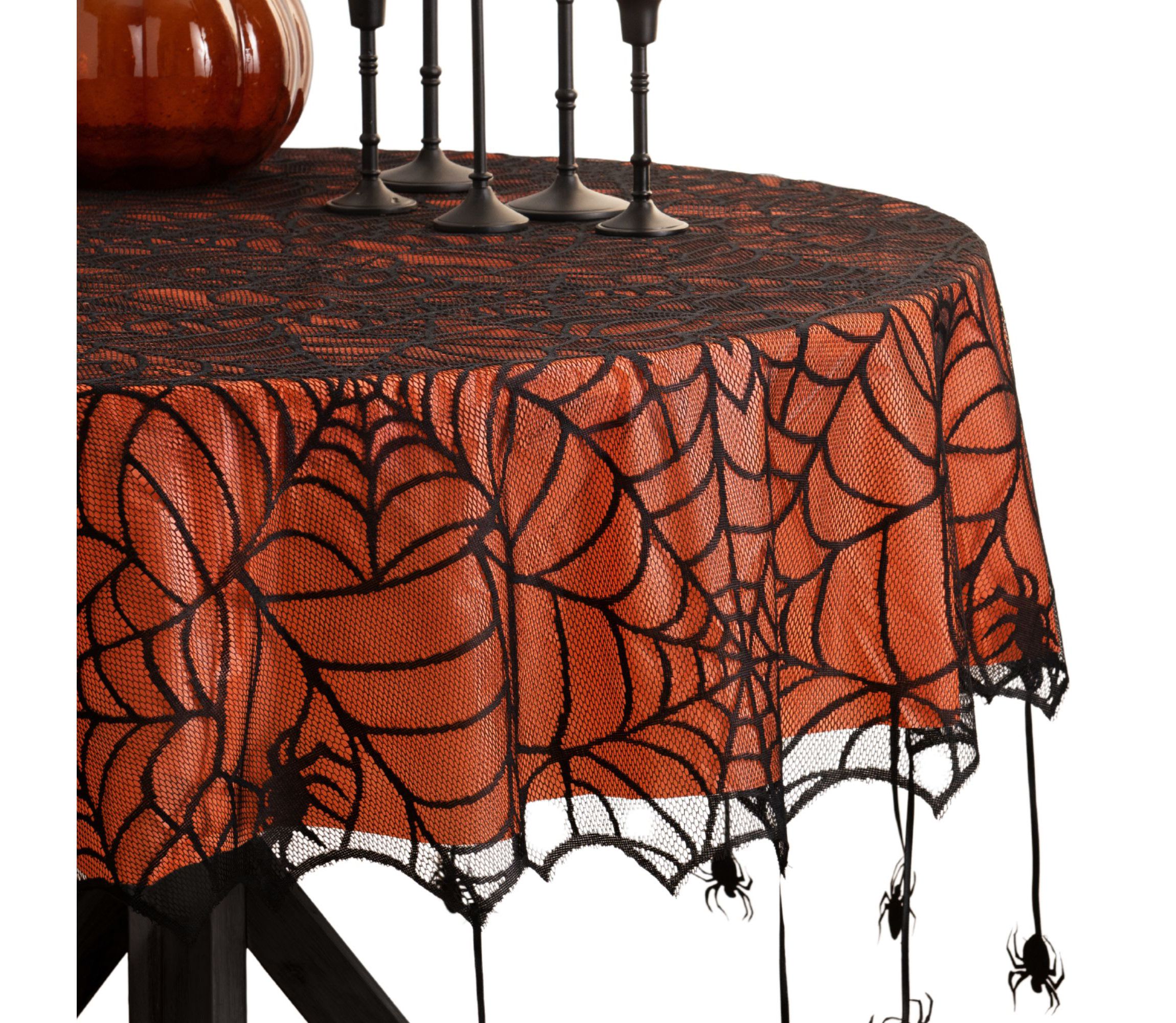 Crawling Halloween Spider Lace Lined Tablecloth