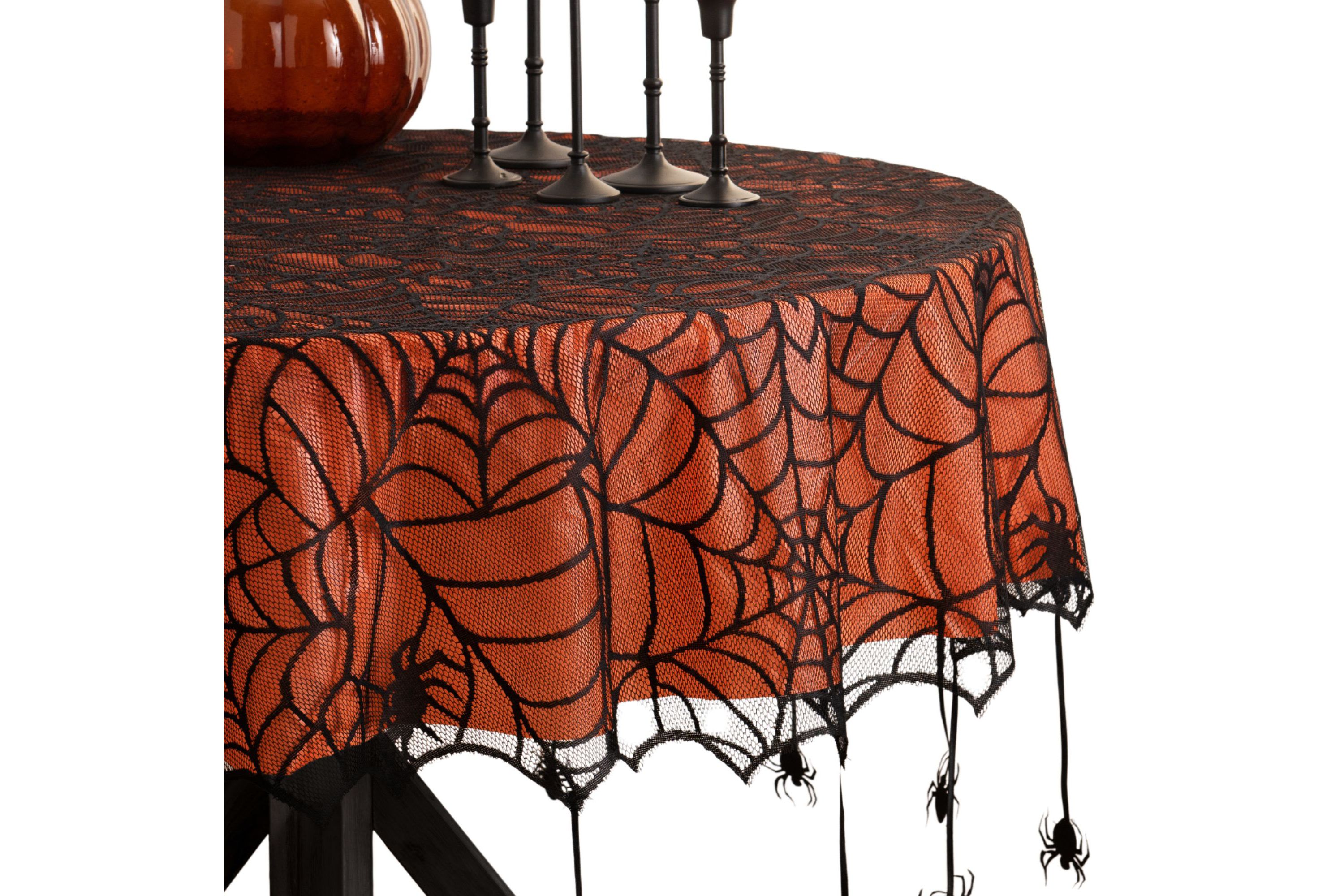 Crawling Halloween Spider Lace Lined Tablecloth