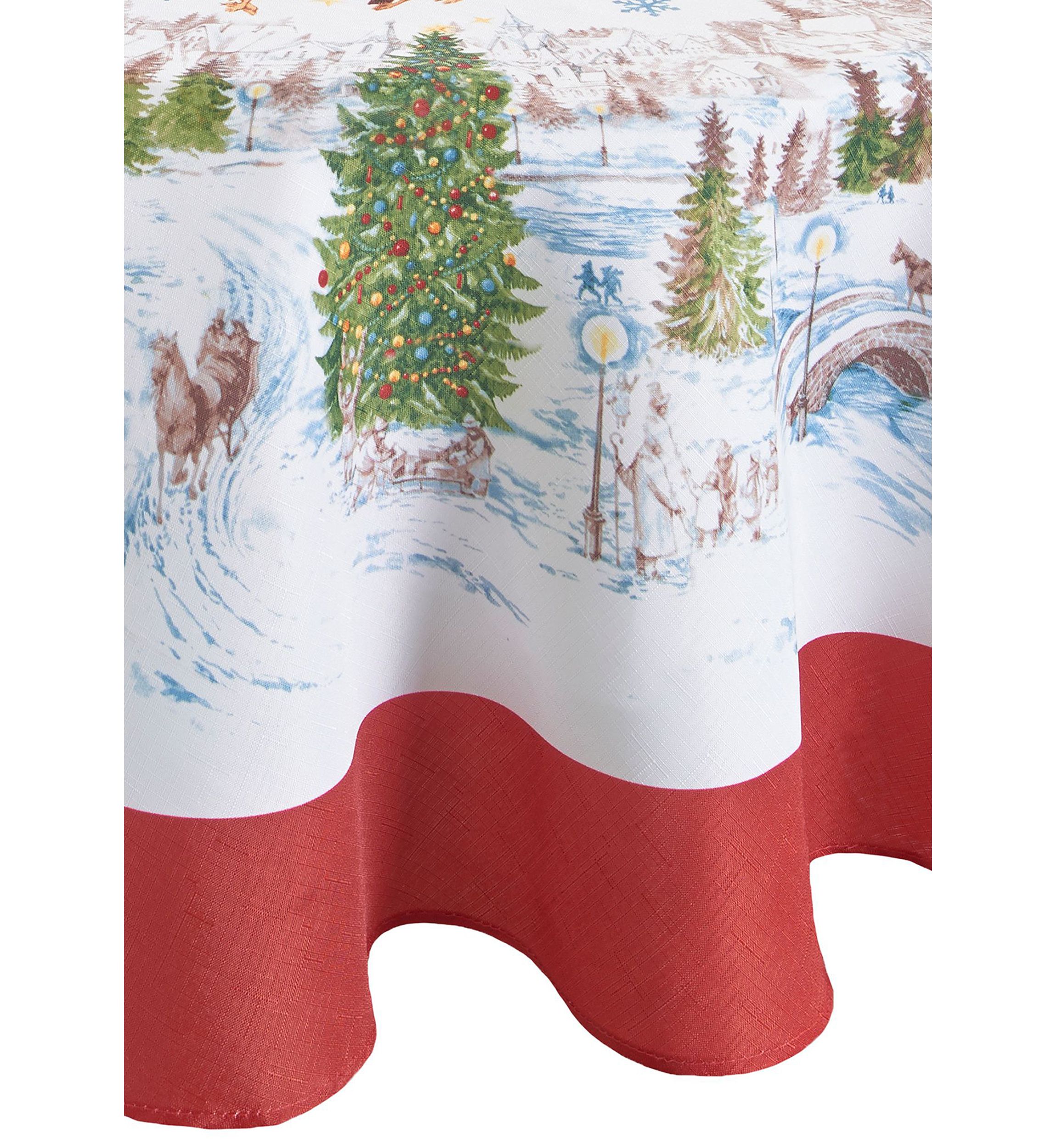 Santa’s Snowy Sleighride Tablecloth - Round/Oval