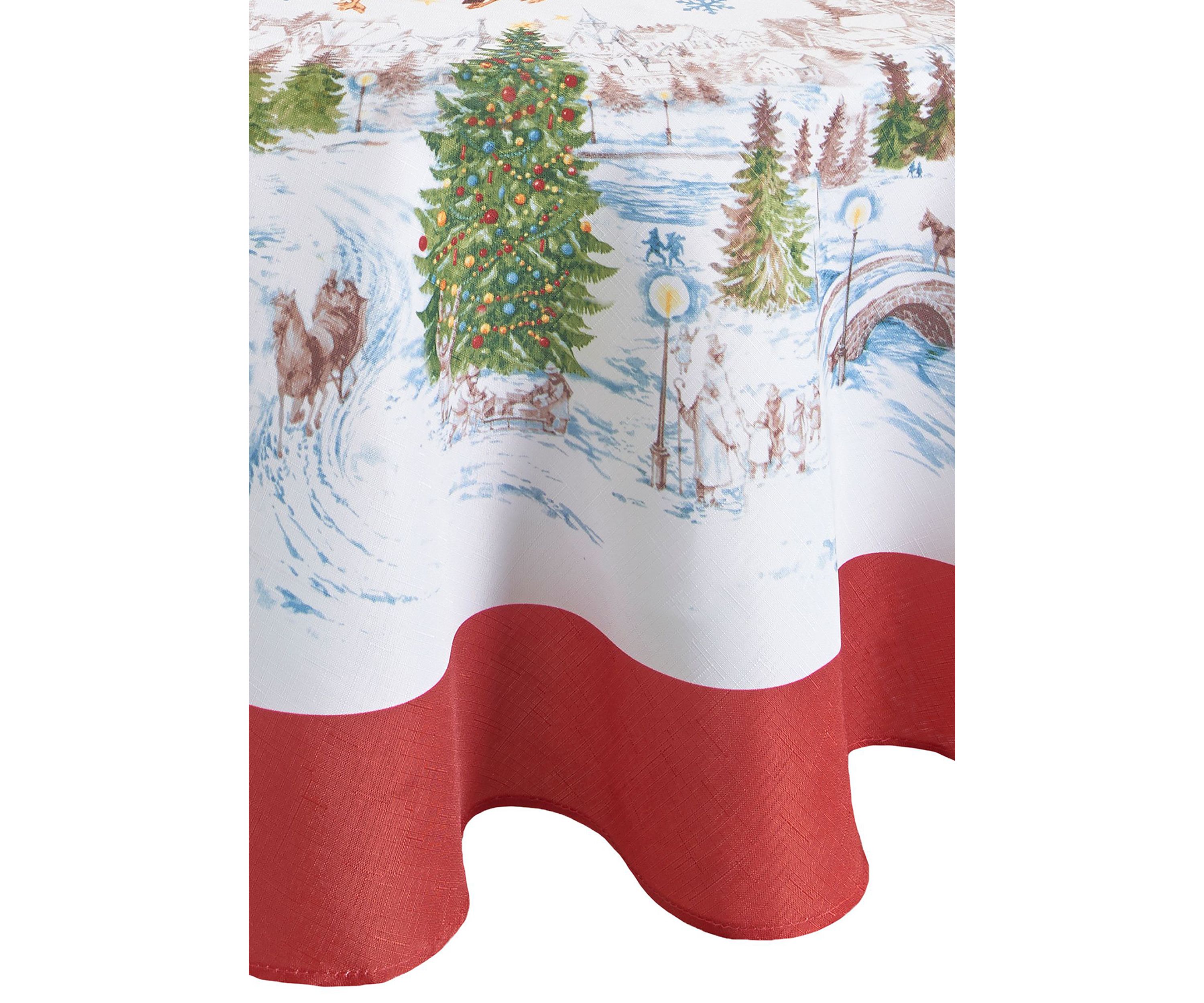 Santa’s Snowy Sleighride Tablecloth - Round/Oval