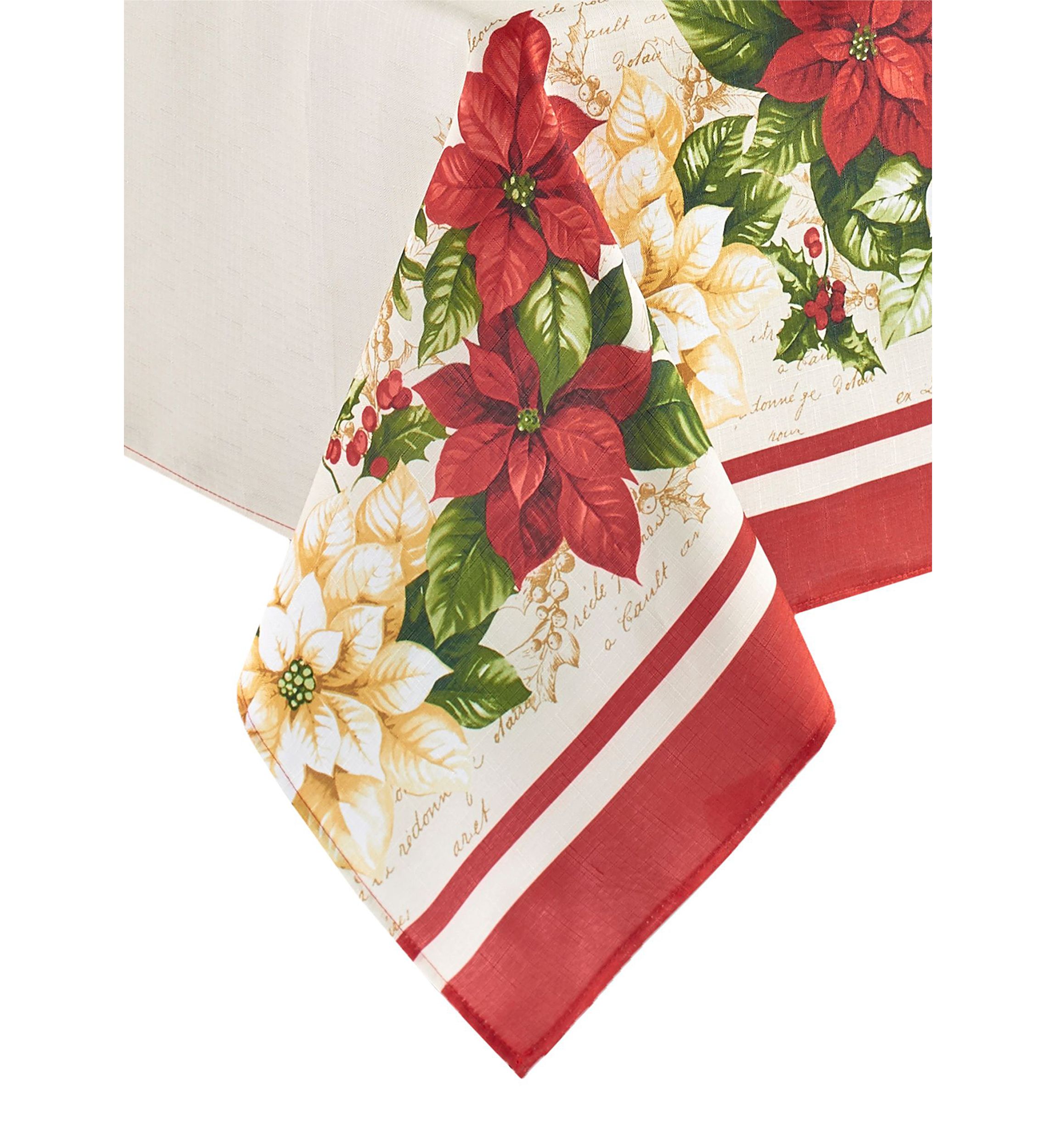 Red and White Poinsettias Rectangular Tablecloth