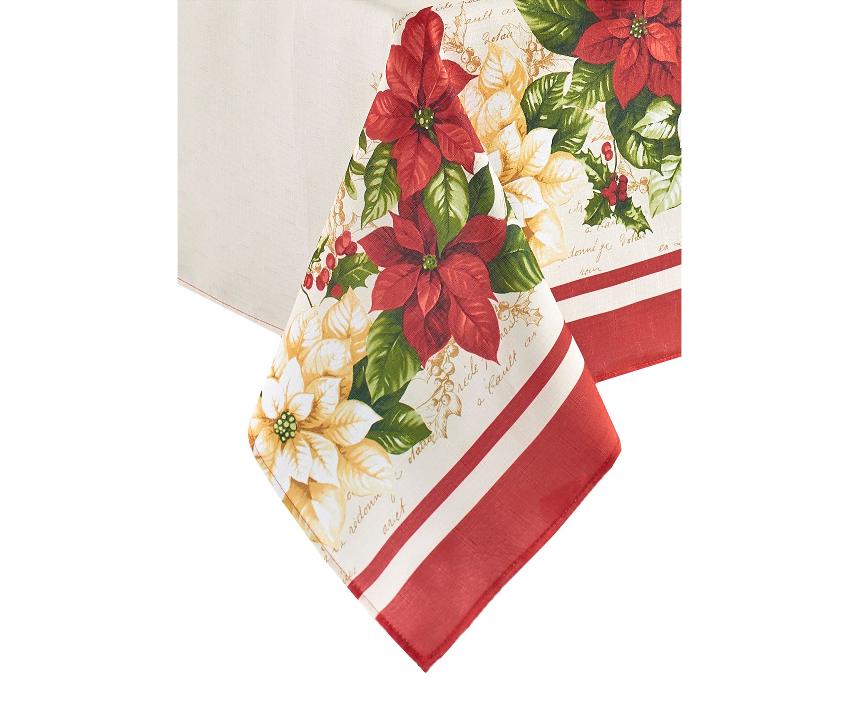 Red and White Poinsettias Rectangular Tablecloth