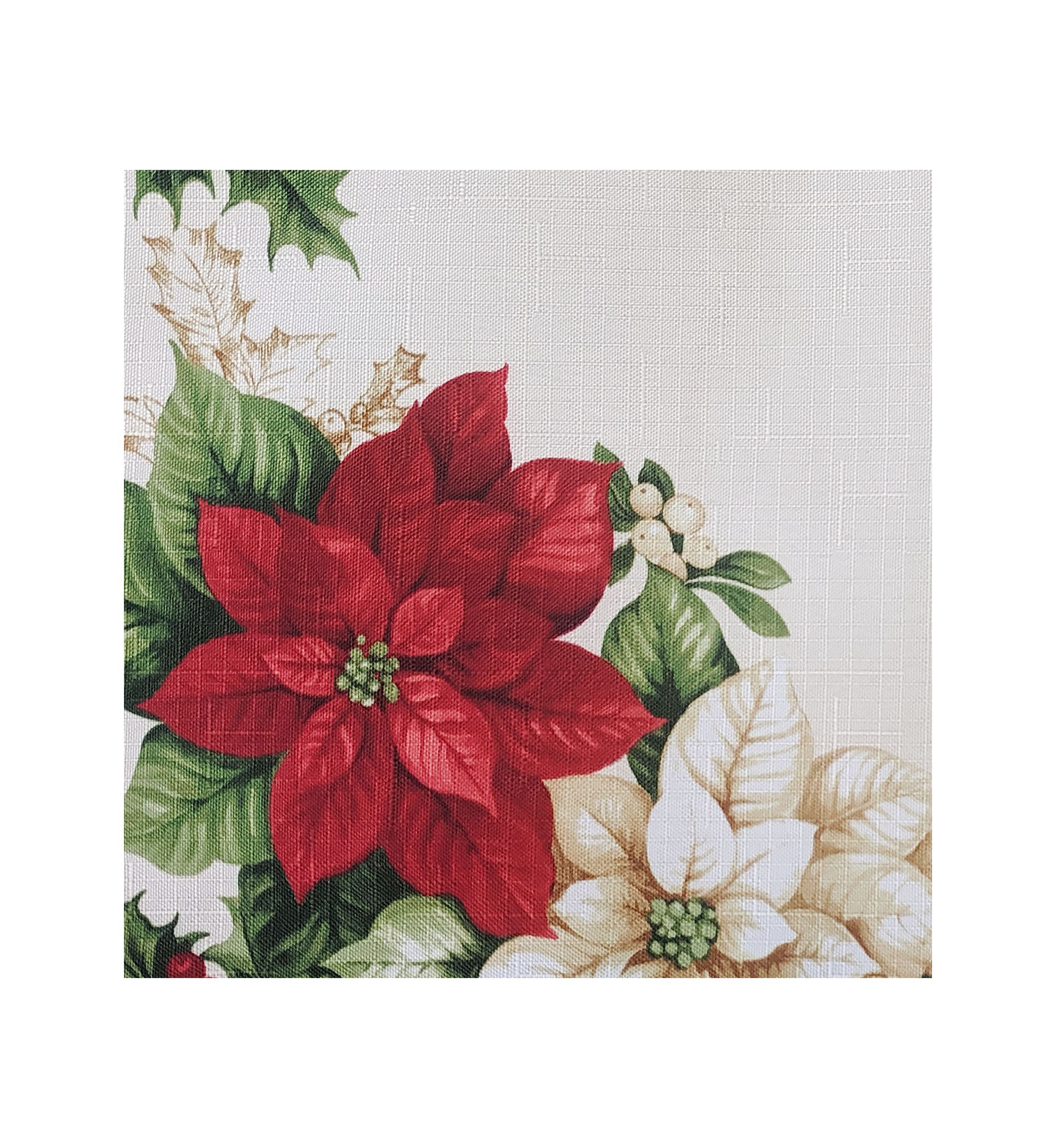 Red and White Poinsettias Rectangular Tablecloth