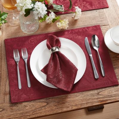 set of 4 cloth maroon placemats washable 19x13 stylish chic