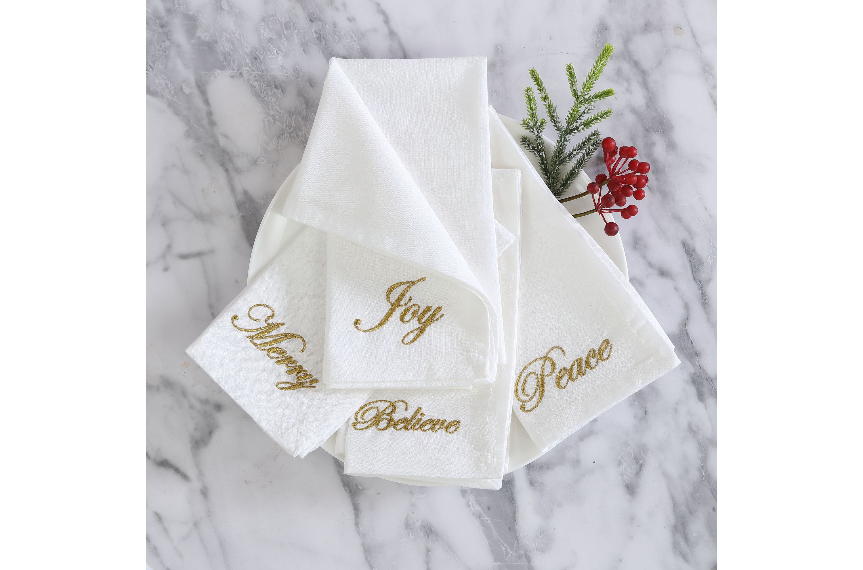 Holiday Sentiments Napkins, Set of 4