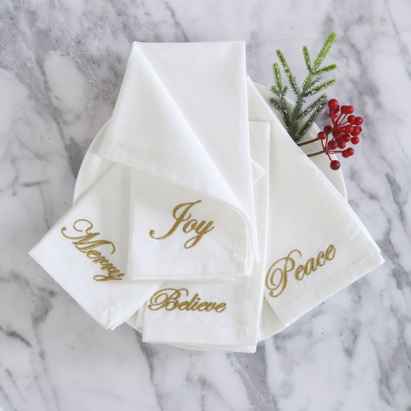 Holiday Sentiments Napkins, Set of 4