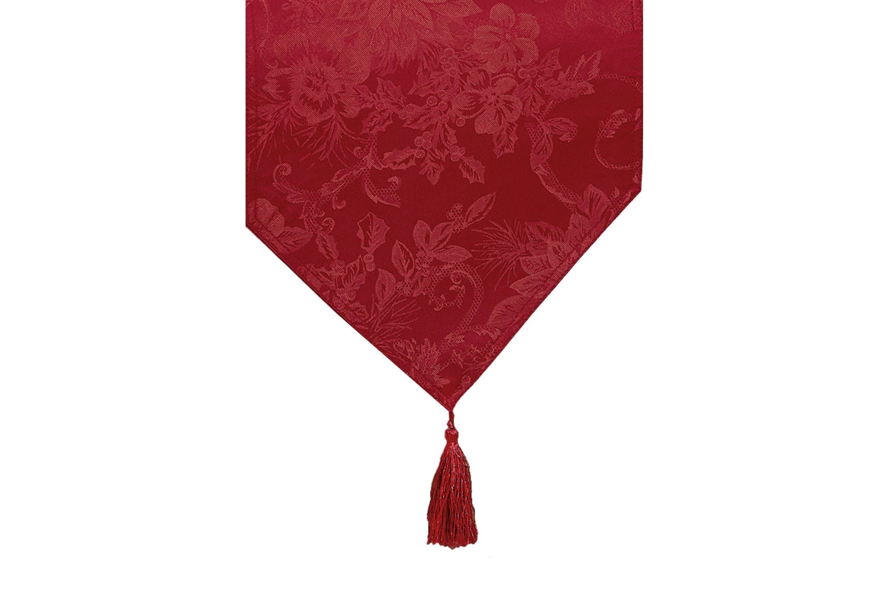 Poinsettia Elegance Jacquard Holiday Table Runner - 13" x 70"