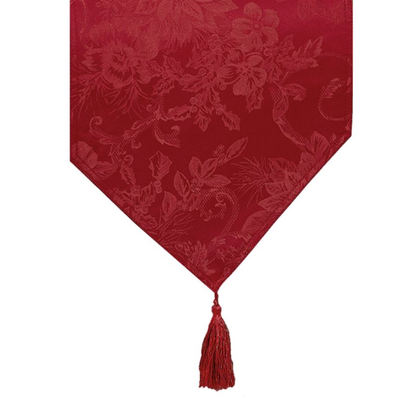 Poinsettia Elegance Jacquard Holiday Table Runner - 13" x 70"