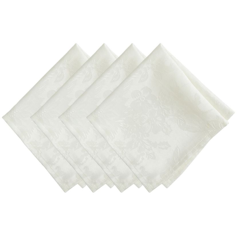 Poinsettia Elegance Jacquard Holiday Napkins, Set of 4
