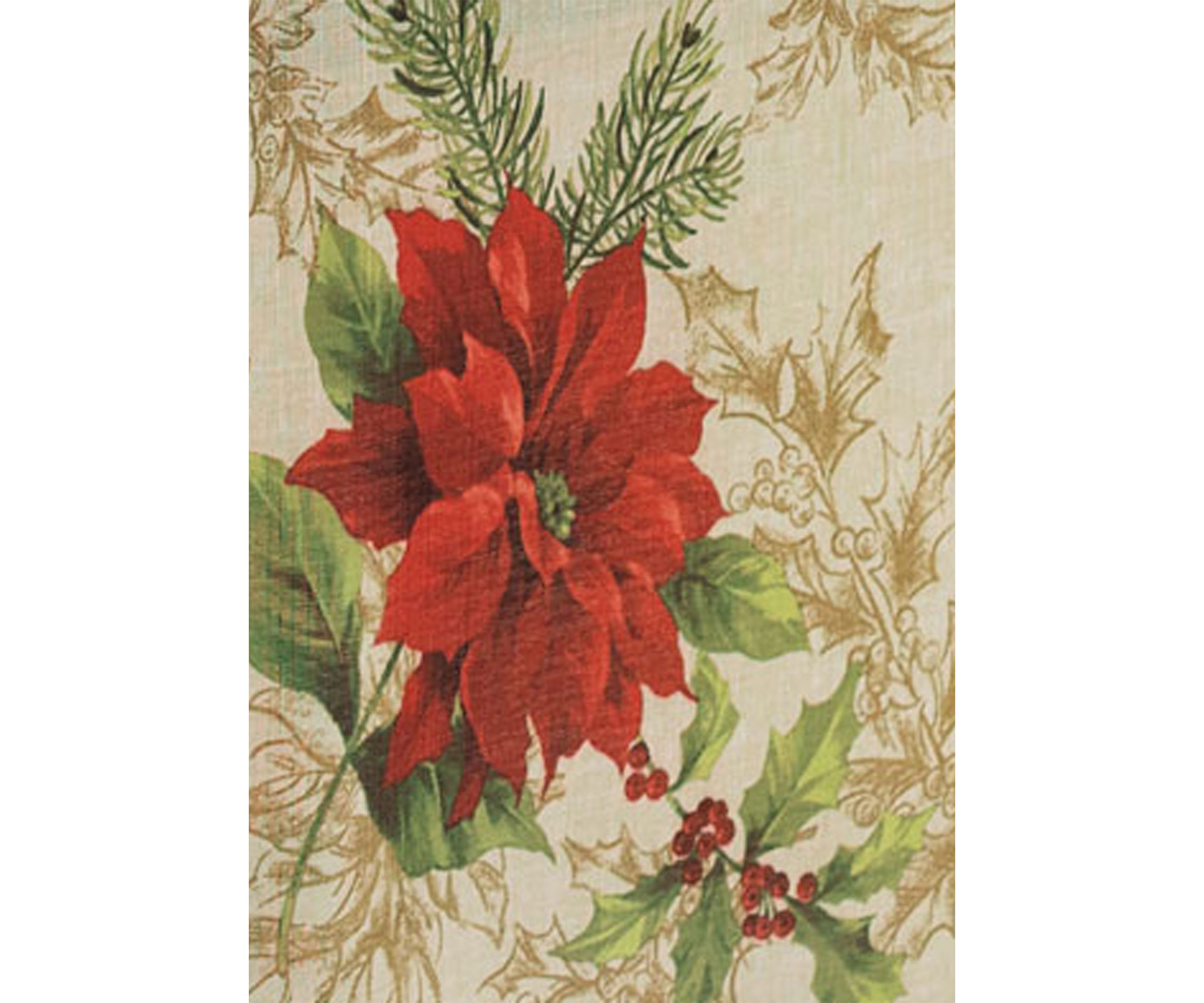 Festive Poinsettia Holiday Rectangular Fabric Tablecloth