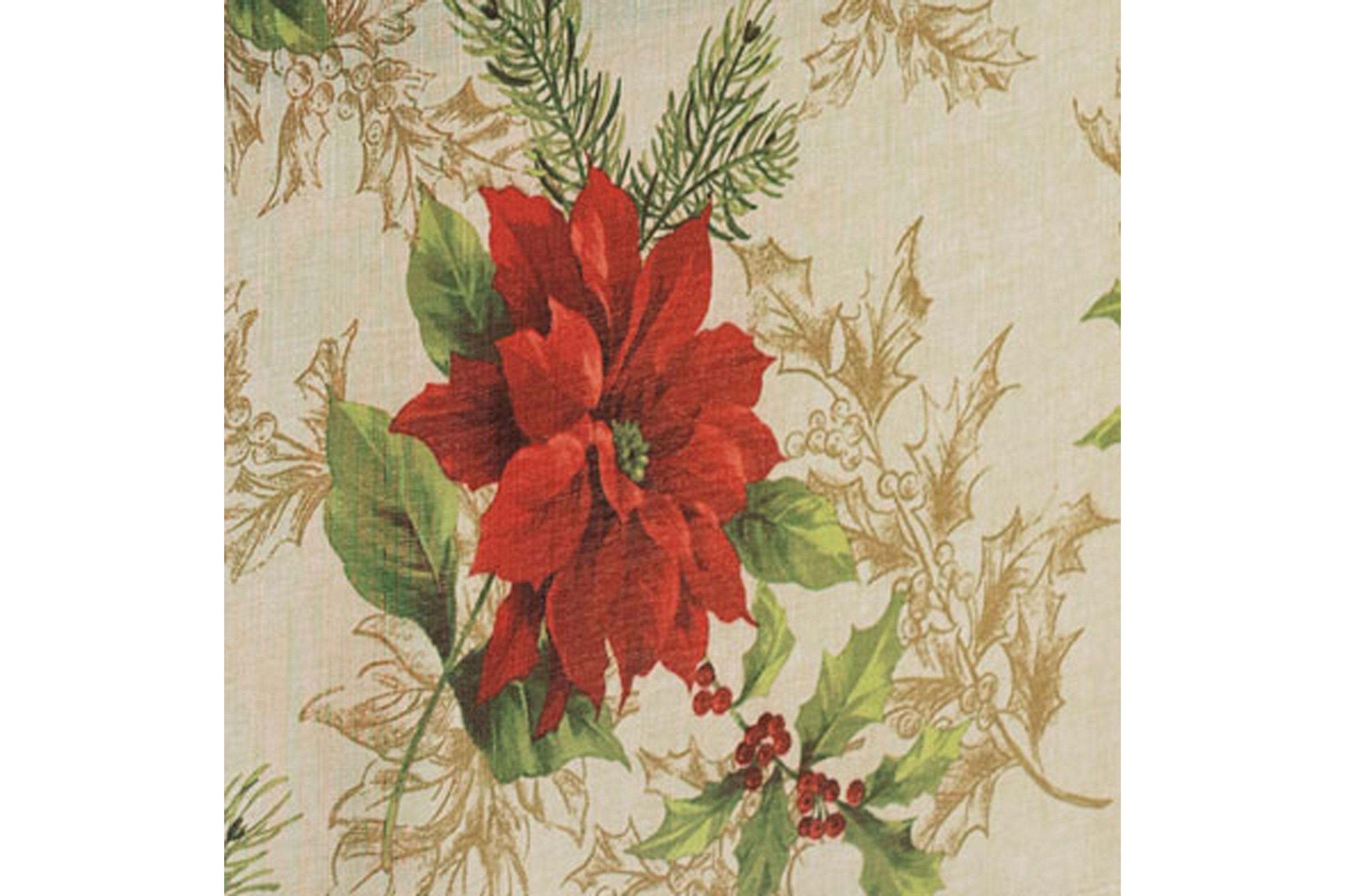 Festive Poinsettia Holiday Rectangular Fabric Tablecloth
