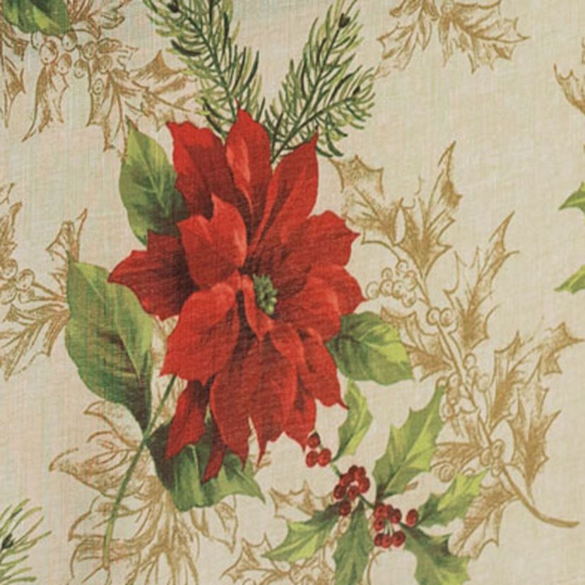 Festive Poinsettia Holiday Rectangular Fabric Tablecloth