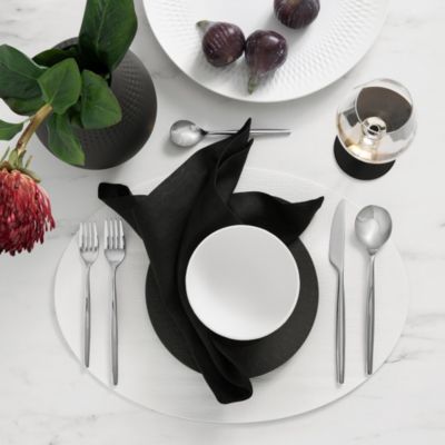 Villeroy & Boch Manufacture Rock Oval Faux Leather Reversible Placemat, Set of 4, White, 18 x 12