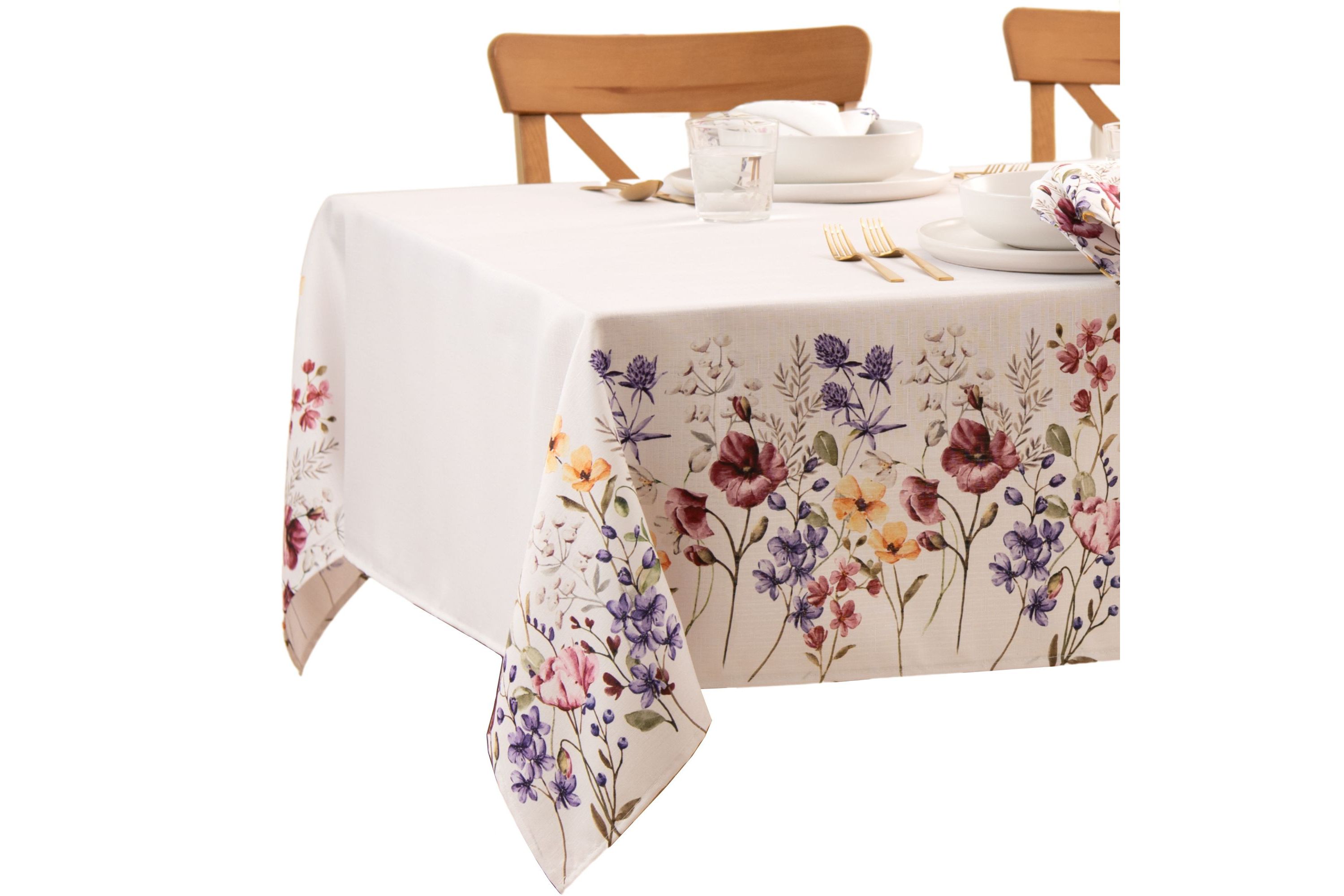 Poppy Wildflower Bordered Rectangular Tablecloth