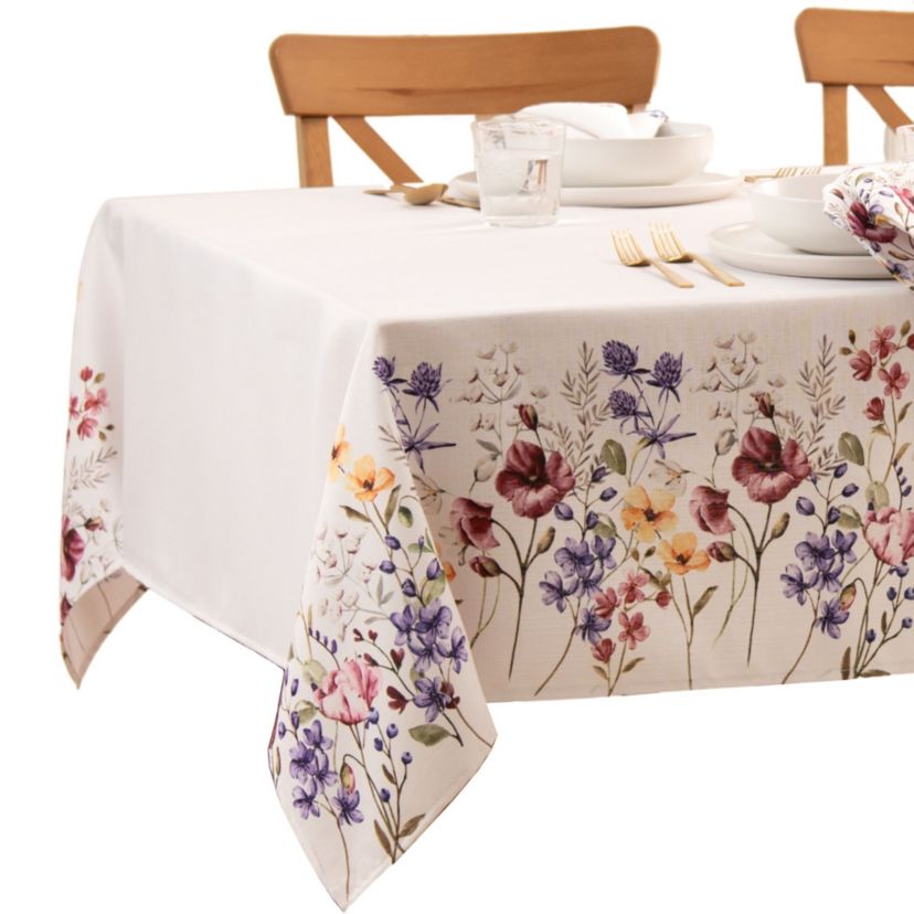 Poppy Wildflower Bordered Rectangular Tablecloth