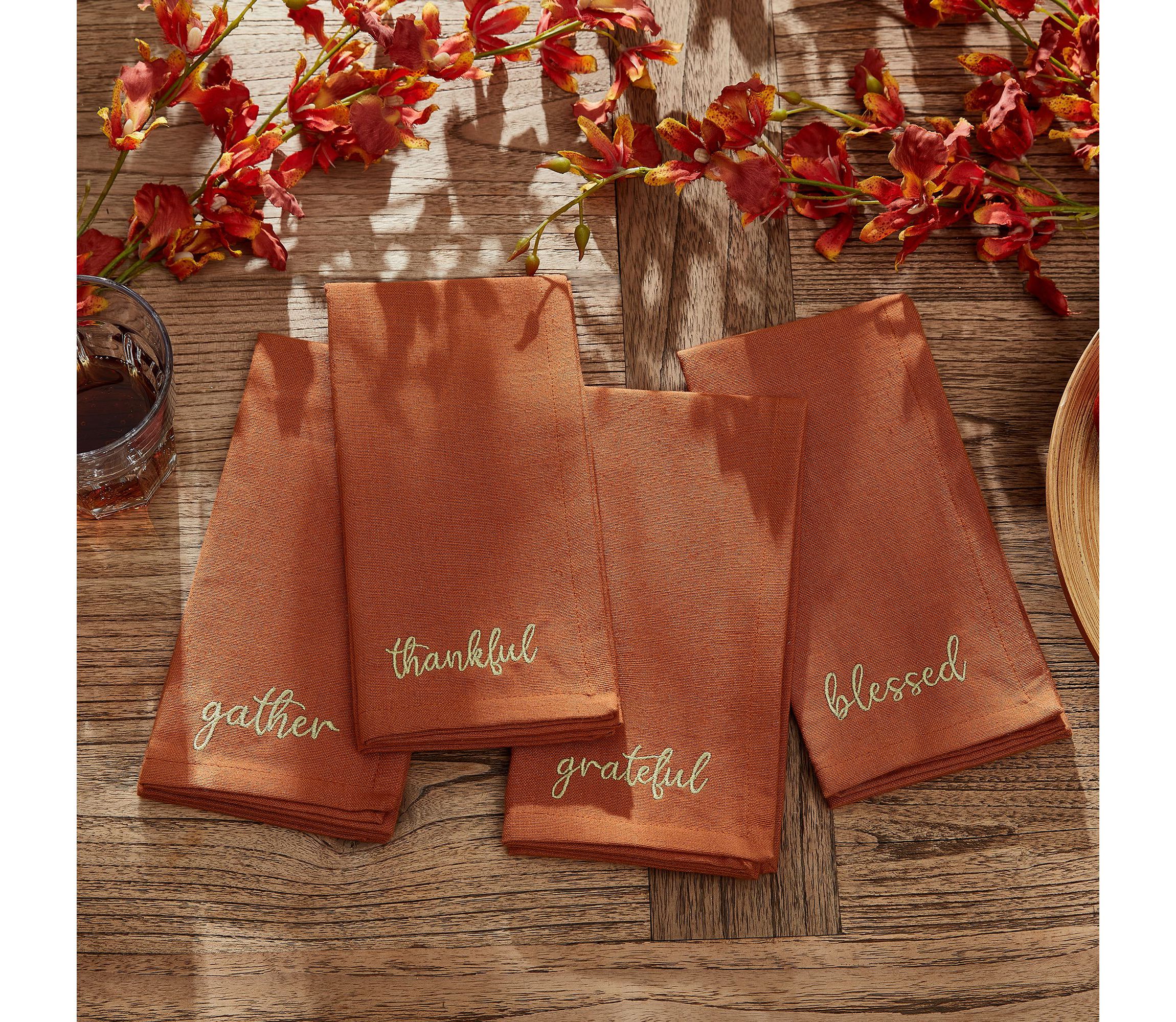 Harvest Sentiment Embroidered Napkins, Set of 4