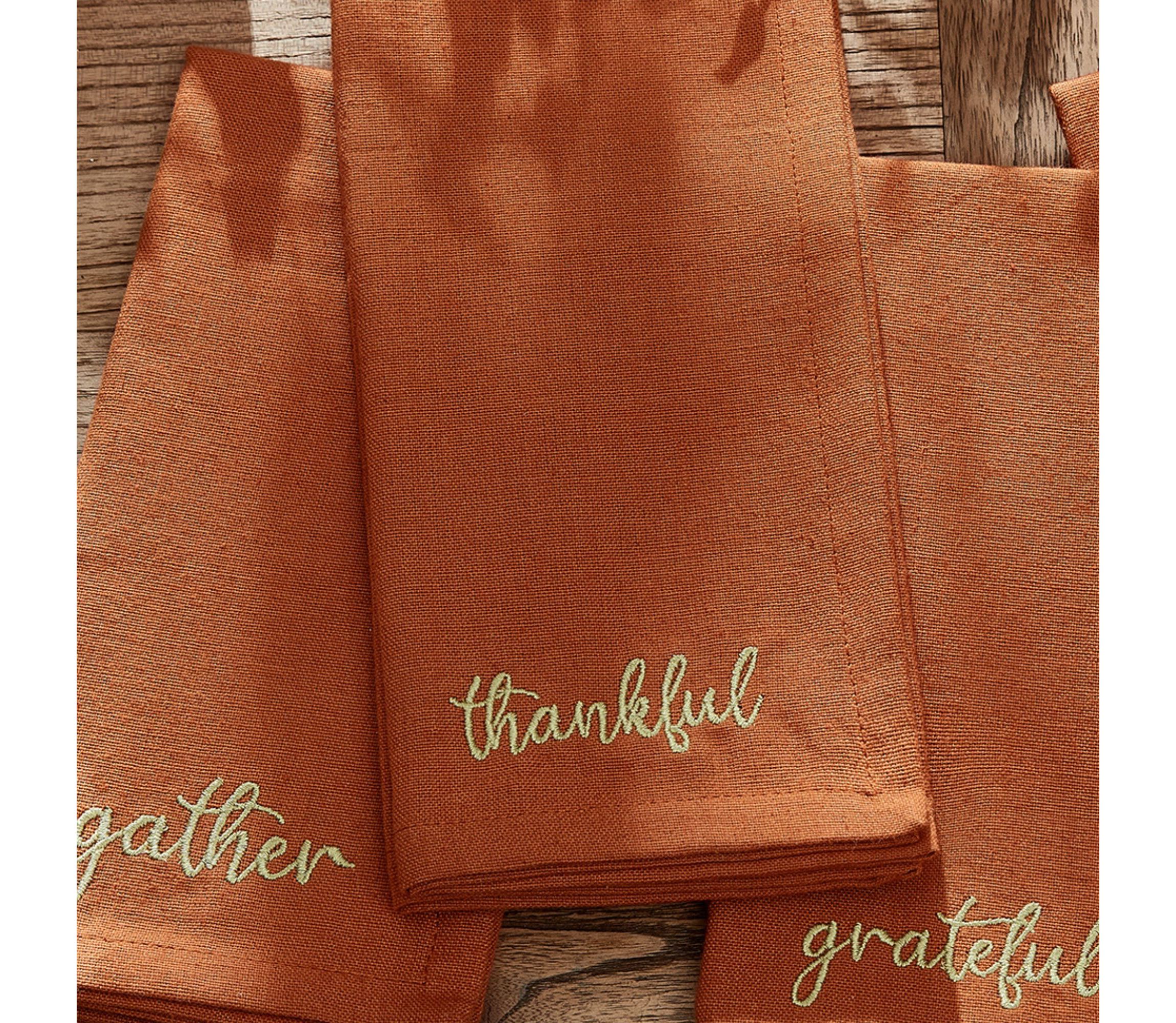 Harvest Sentiment Embroidered Napkins, Set of 4